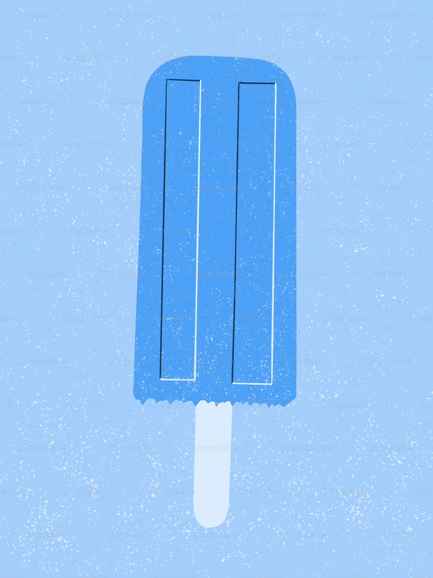 Une glace bleue sur fond bleu clair