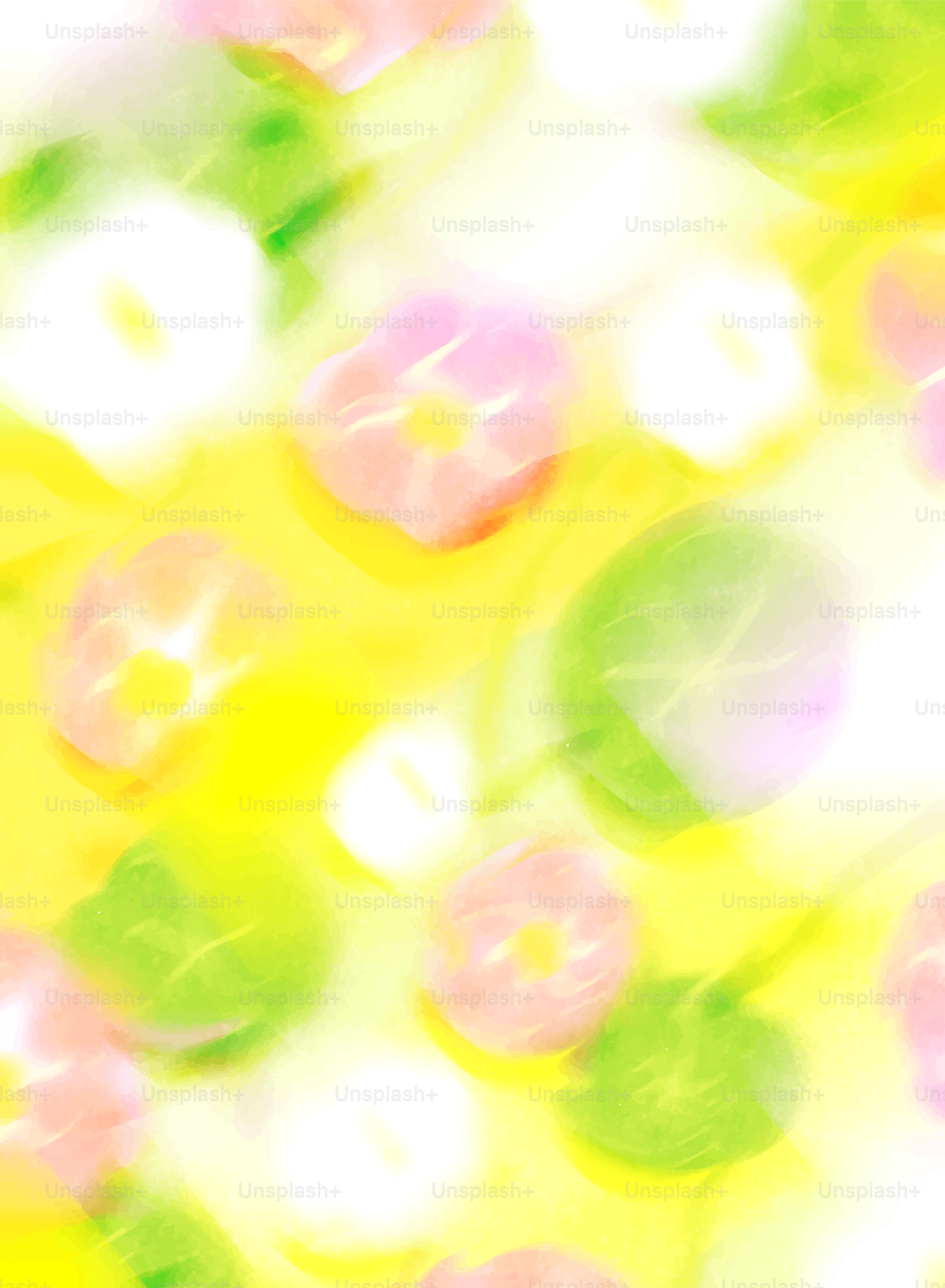 Motivo floreale astratto con fiori rosa sfocati e foglie verdi