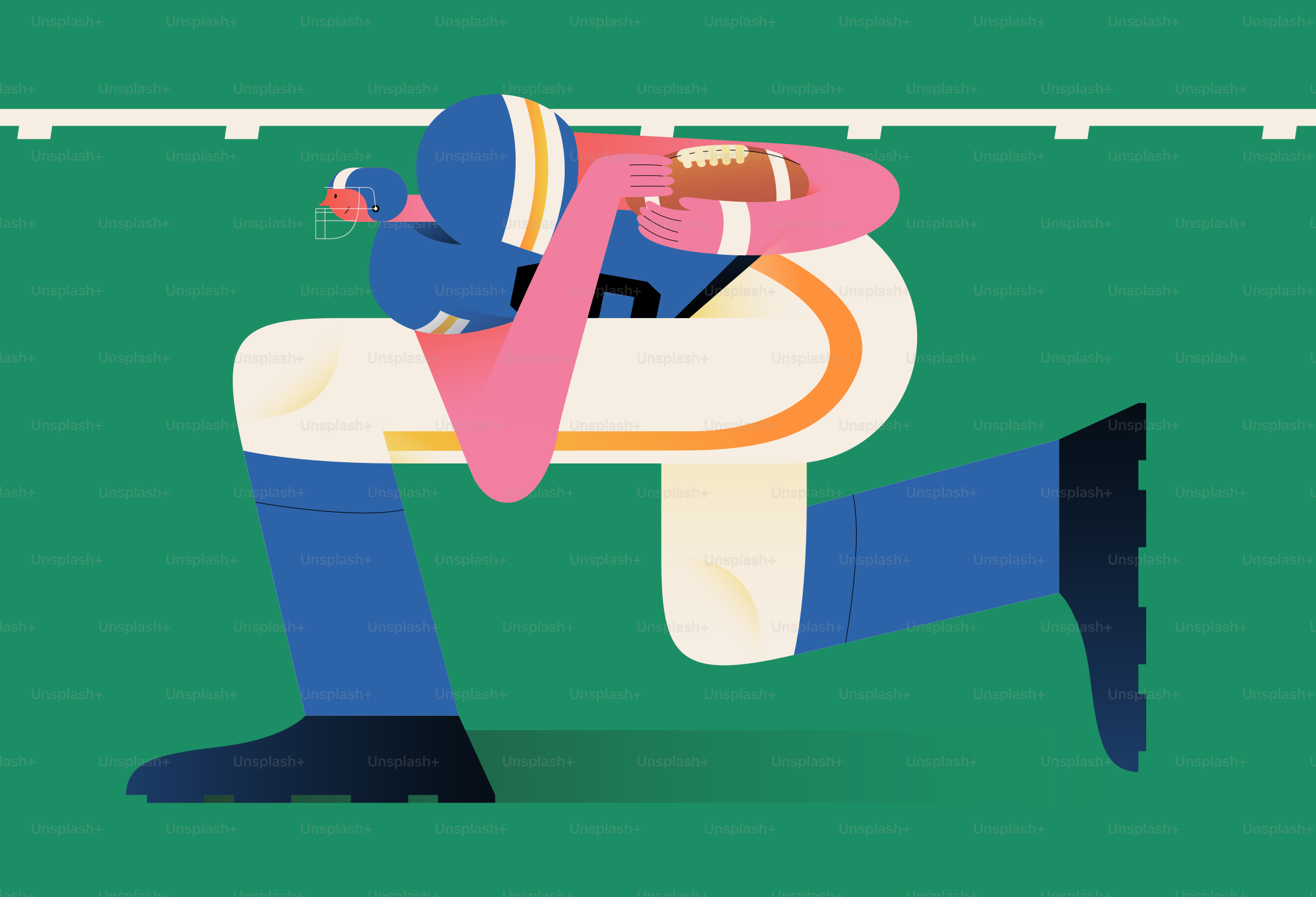 Football player running with the ball on the field.