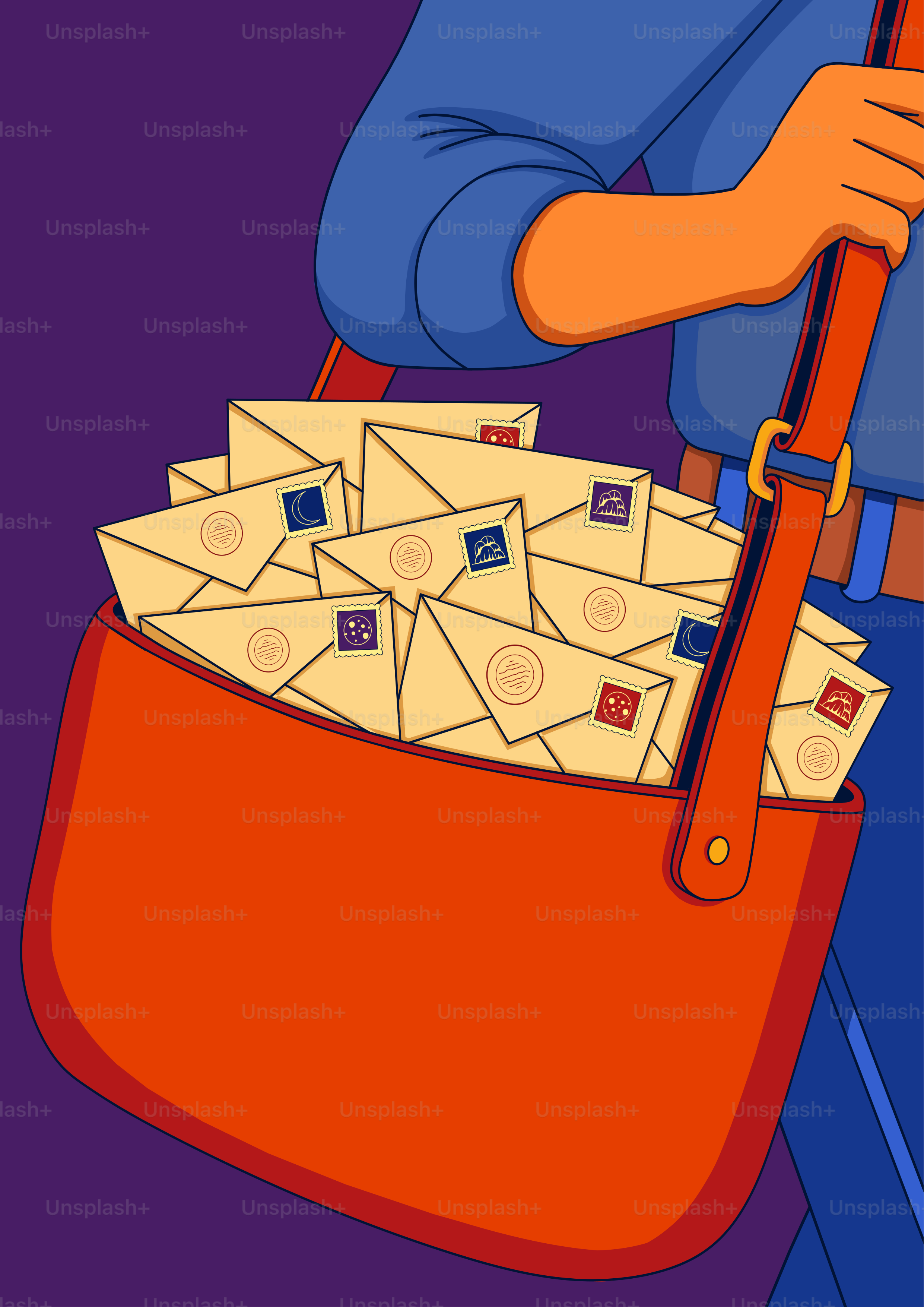 Mail carrier with a bag full of letters