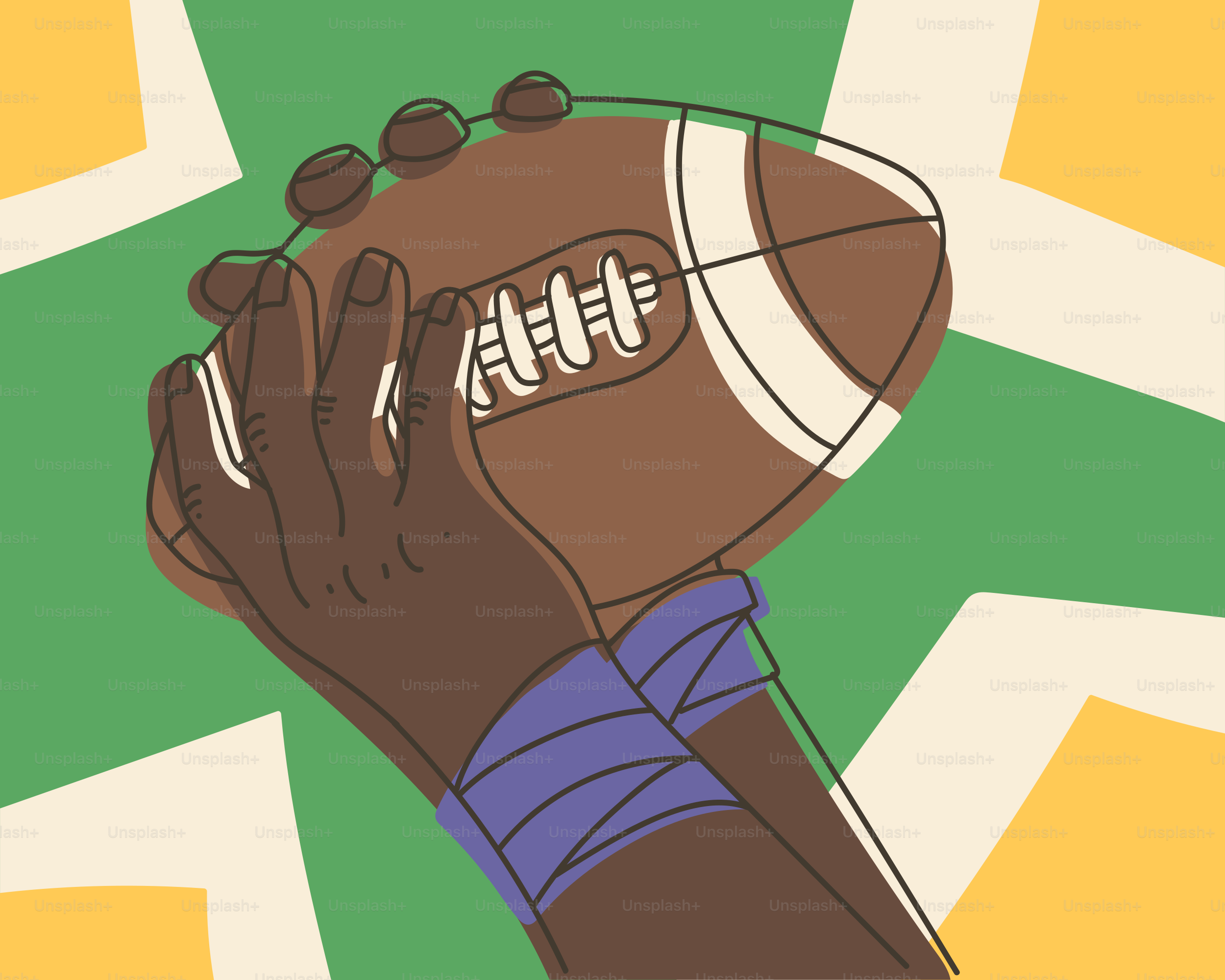 Des mains tenant un ballon de football avec des bracelets violets