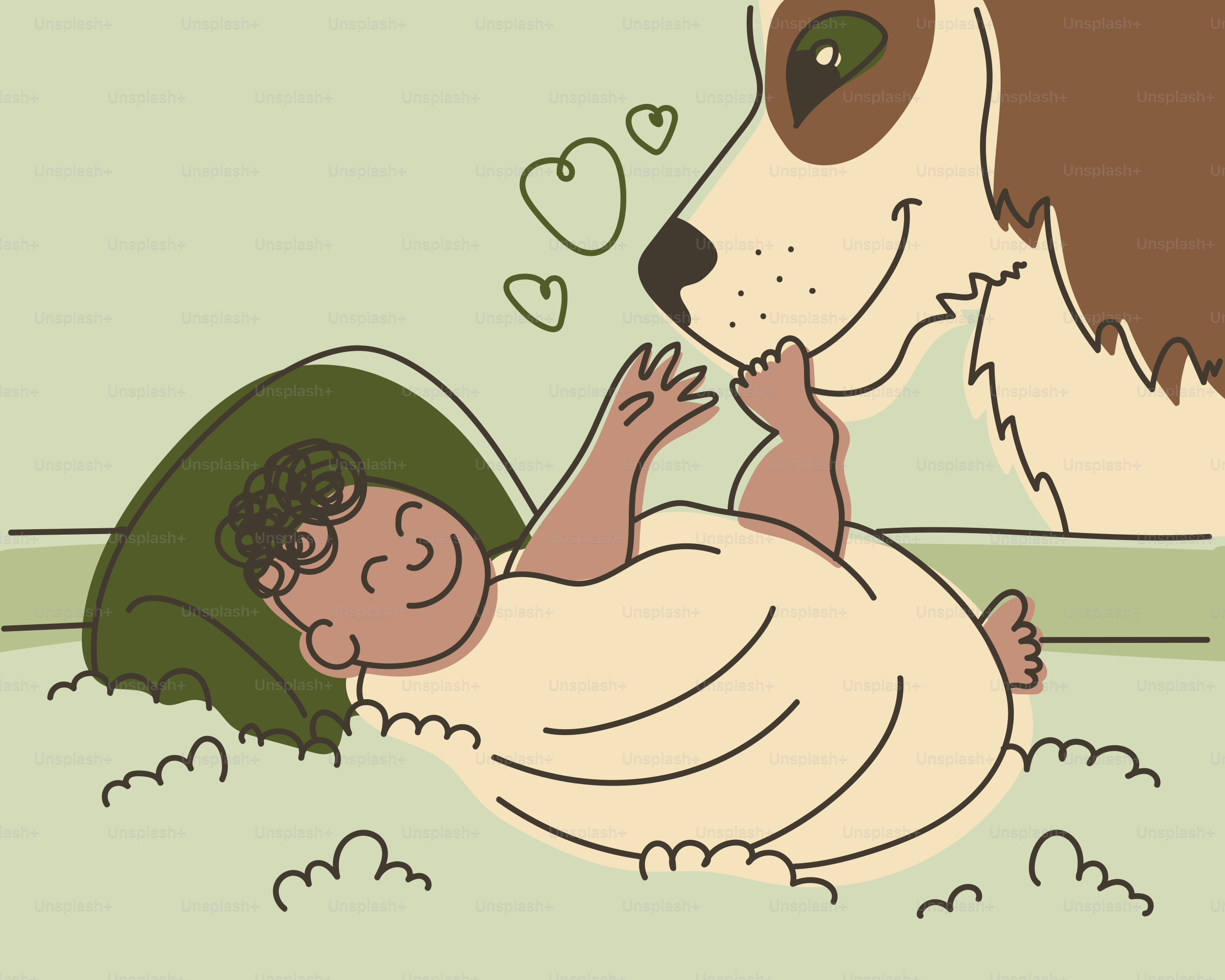 犬が毛布に包まれた赤ちゃんに愛情を込めてすり寄っています