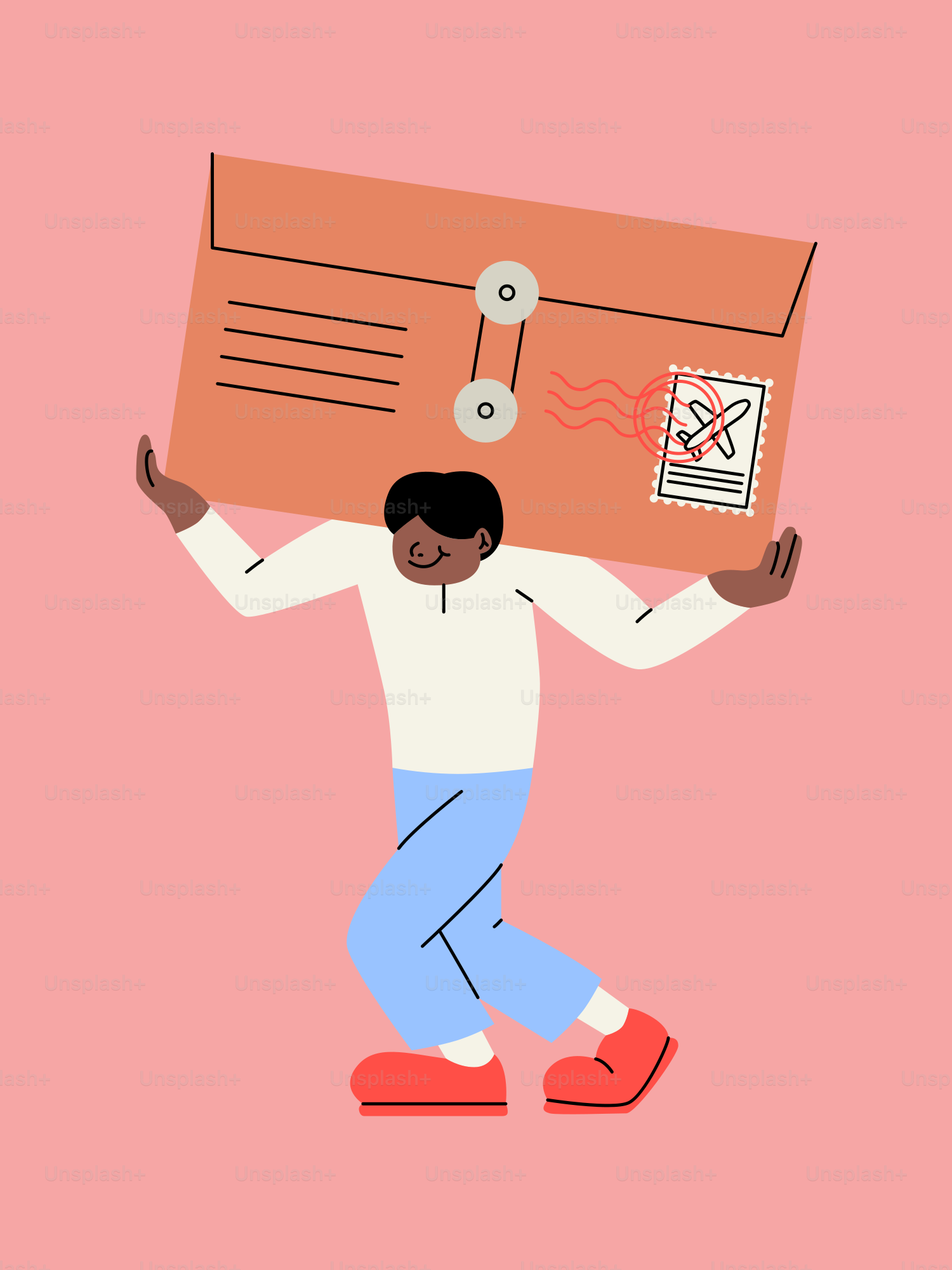 Man carrying large envelope with stamp