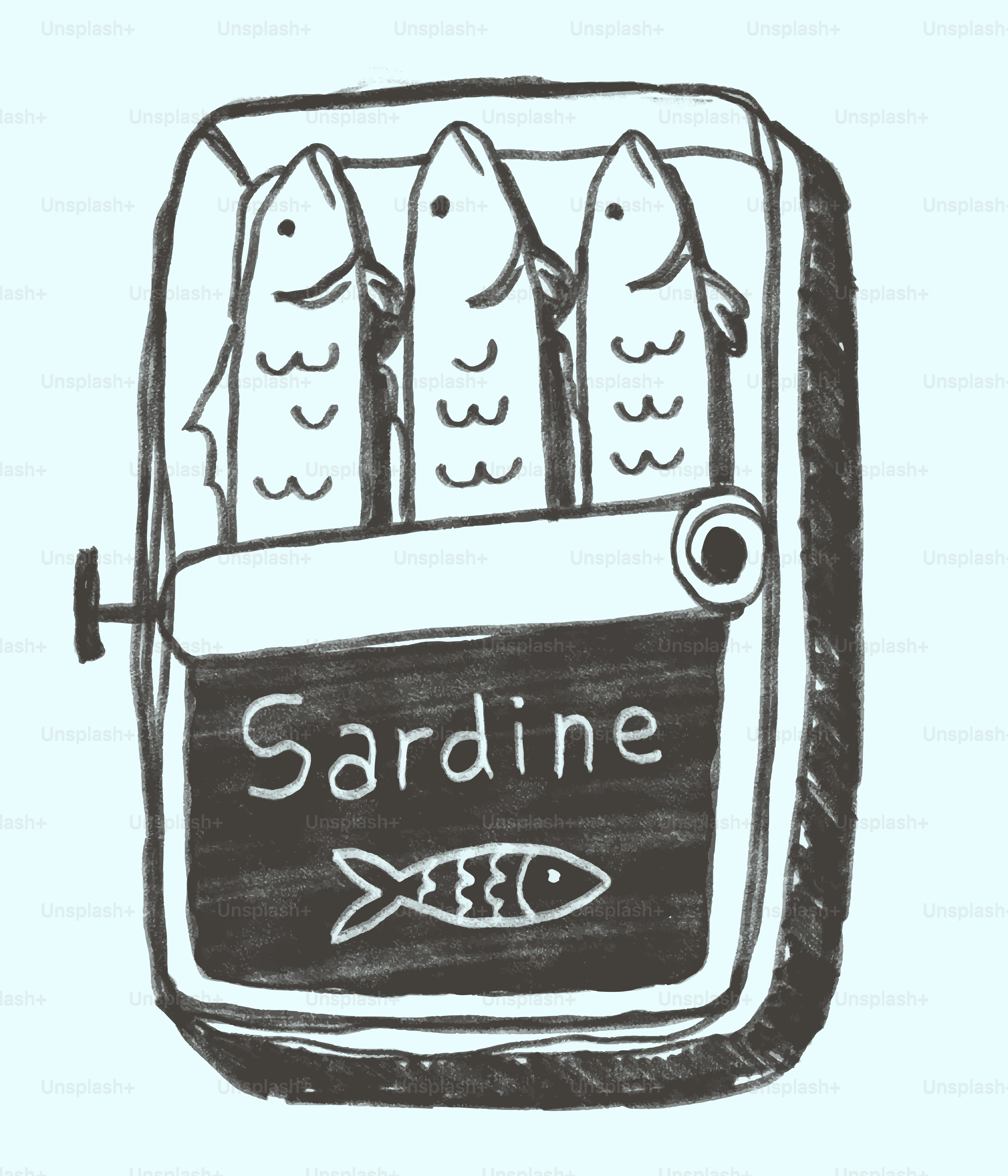 Three sardines in an open can