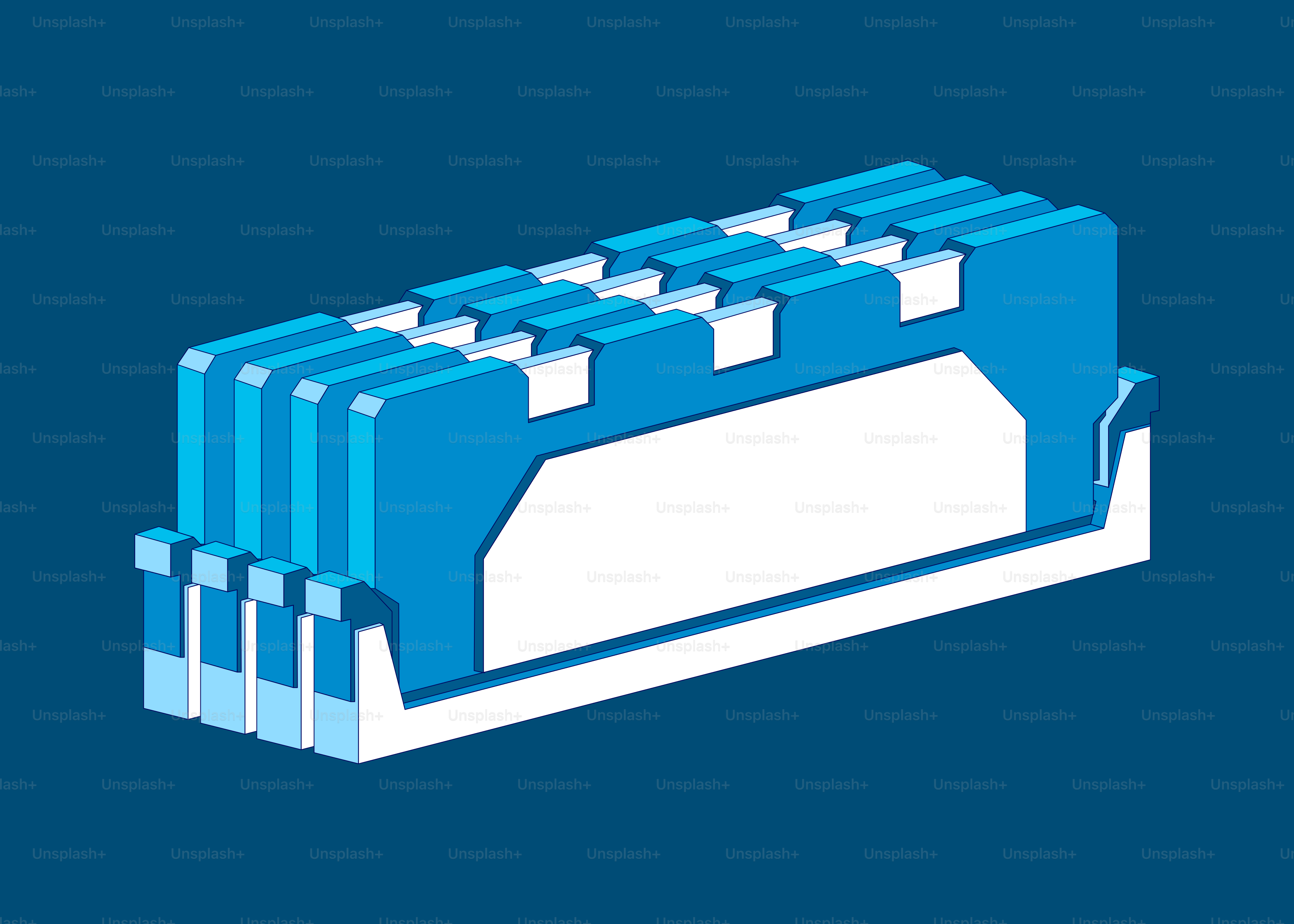 Stick RAM per computer blu stilizzato su sfondo blu scuro