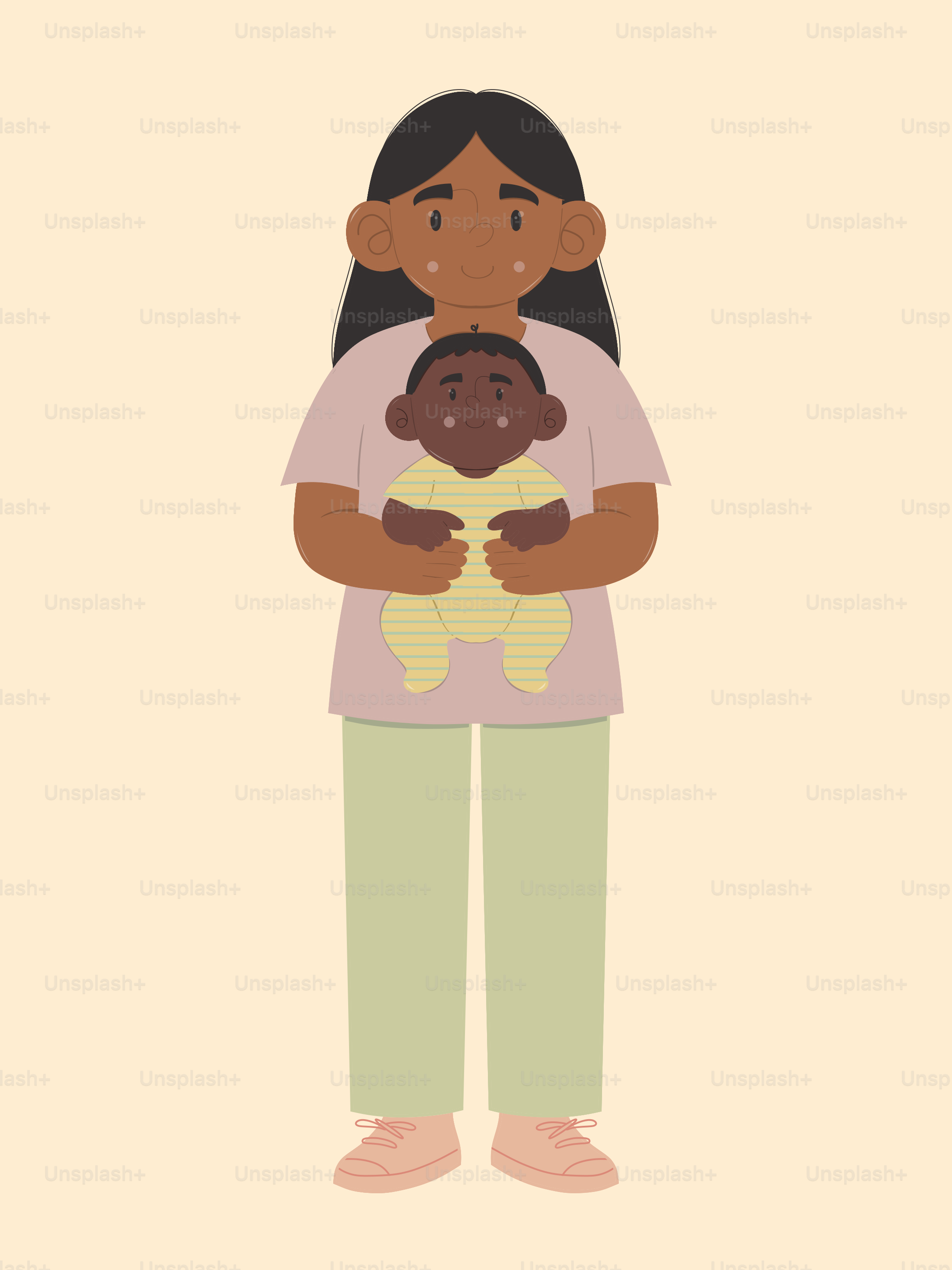 A woman holding a baby in her arms