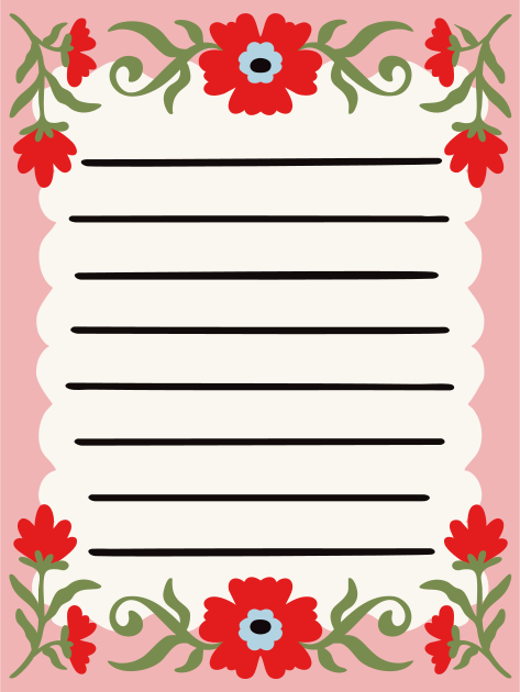 Floral border with lined paper for notes