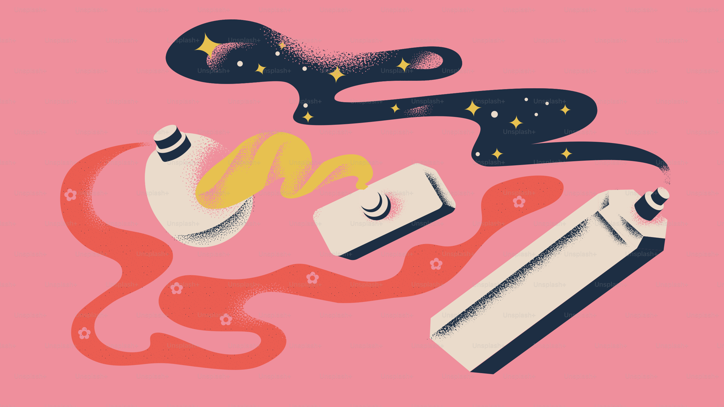 Des tubes de peinture cosmiques déversant un art abstrait coloré