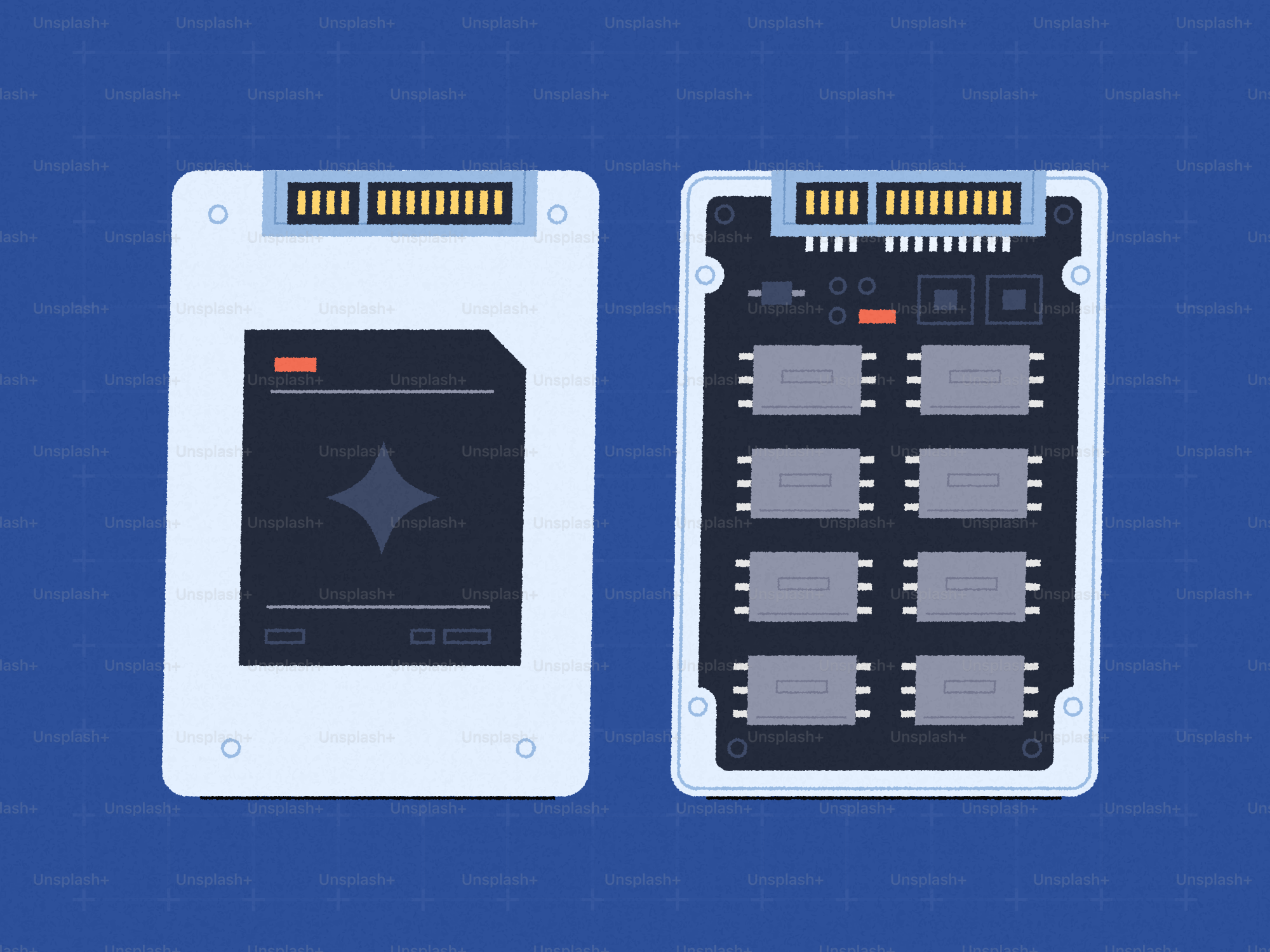 Vue avant et arrière d’un disque SSD