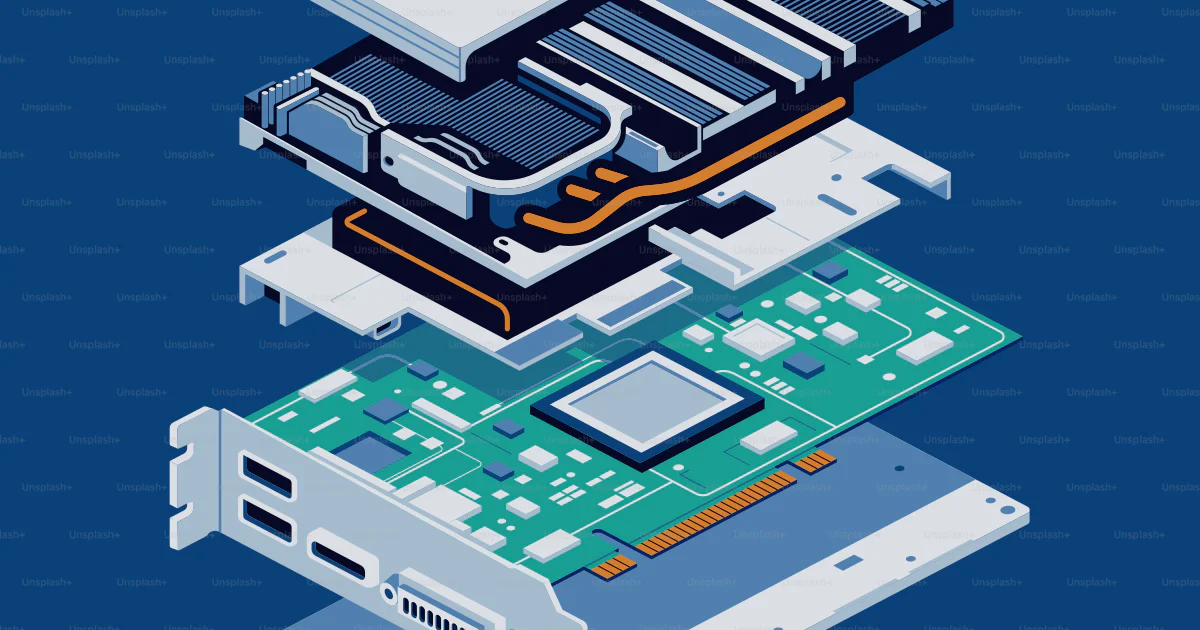 Computer Basic Exploded Diagram Exploded view of a computer graphics card vector – Technology Image on ...