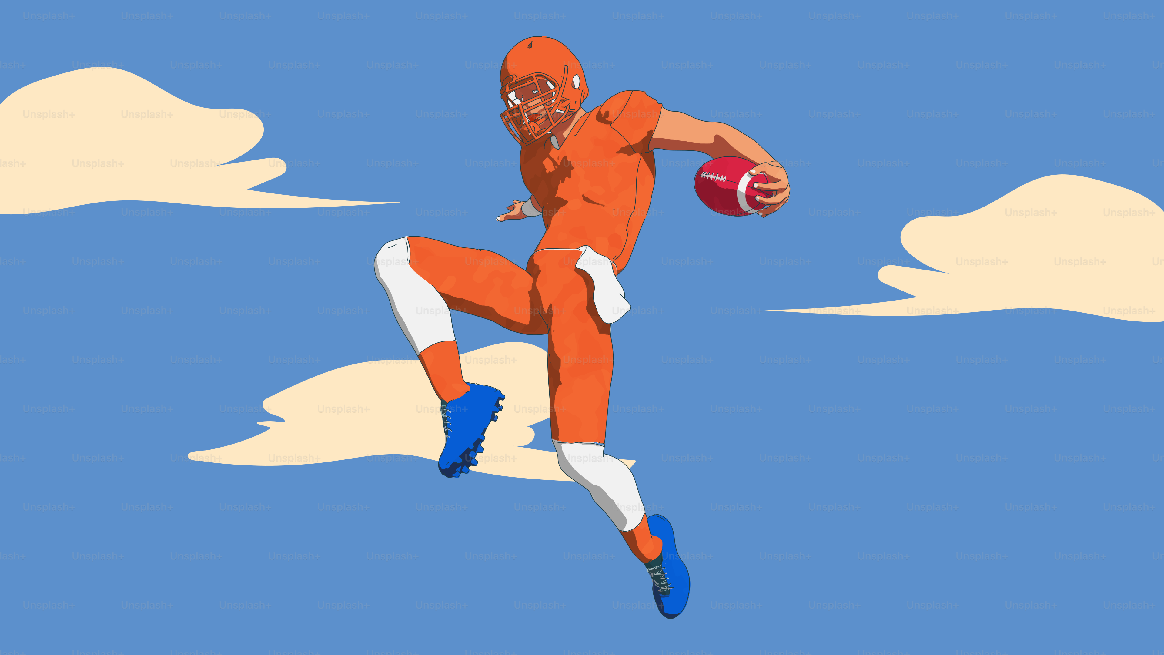 Pemain sepak bola di udara dengan bola