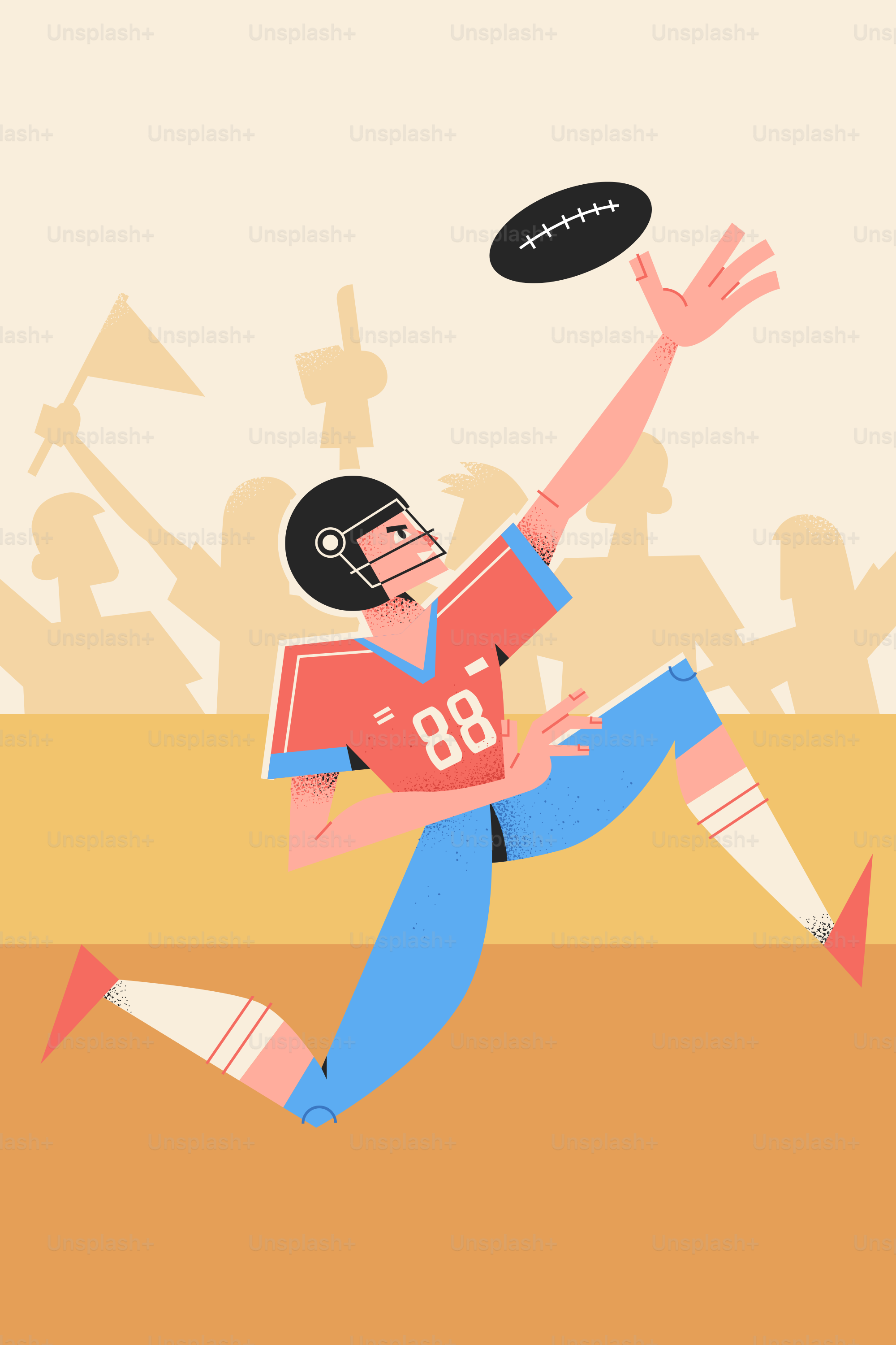 Football player reaching for a catch during a game.