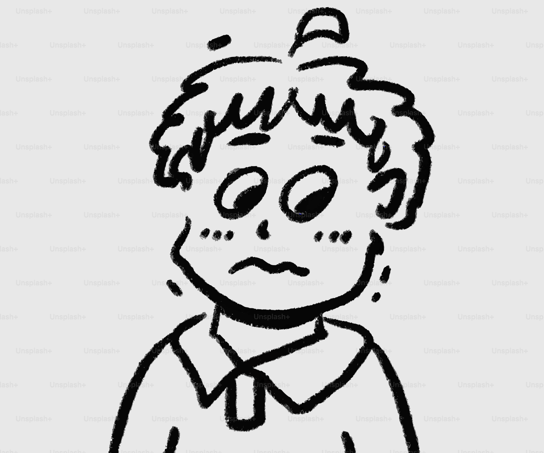 Um desenho em desenho de uma criança preocupada.