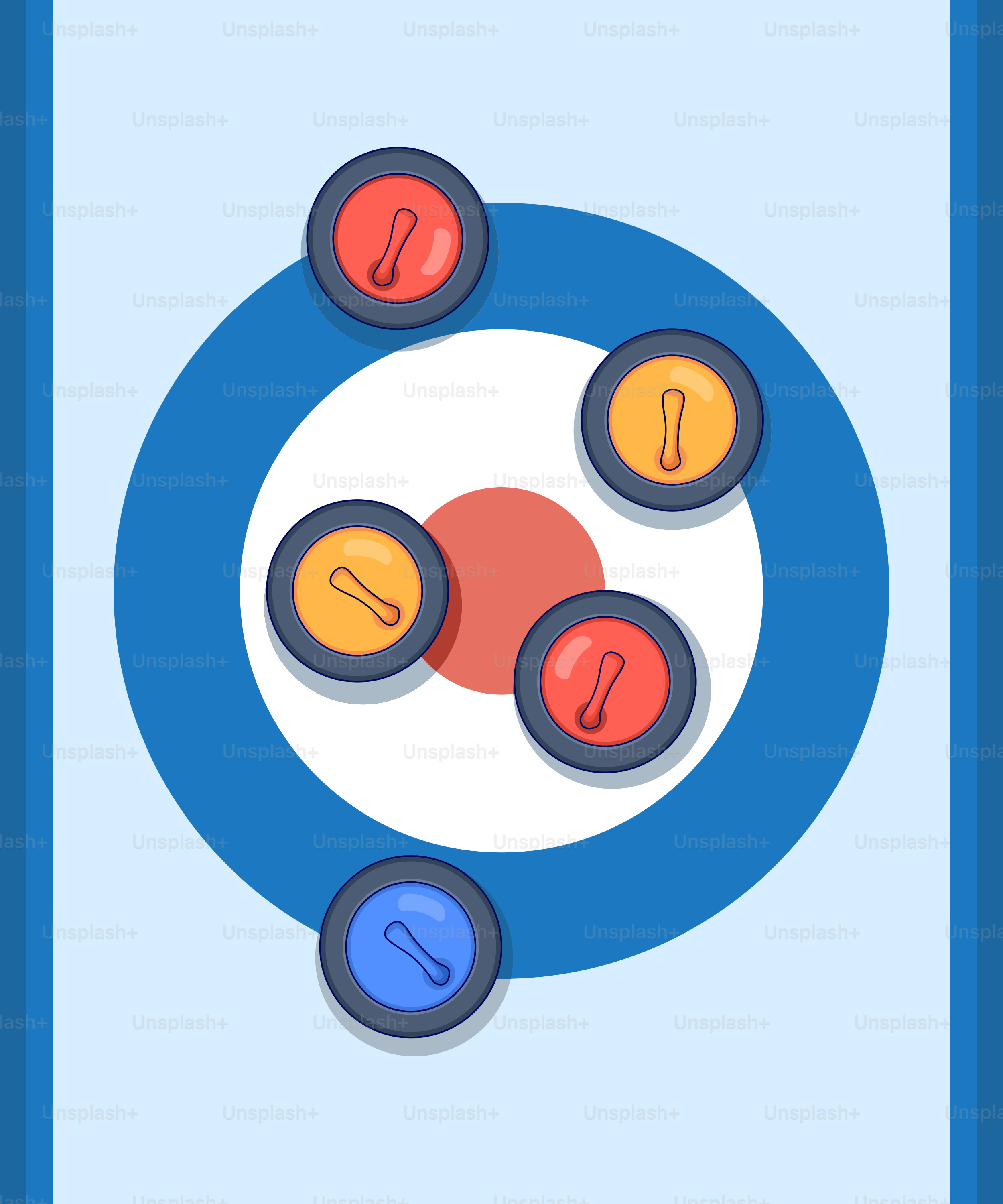 Curling stones on ice with targets
