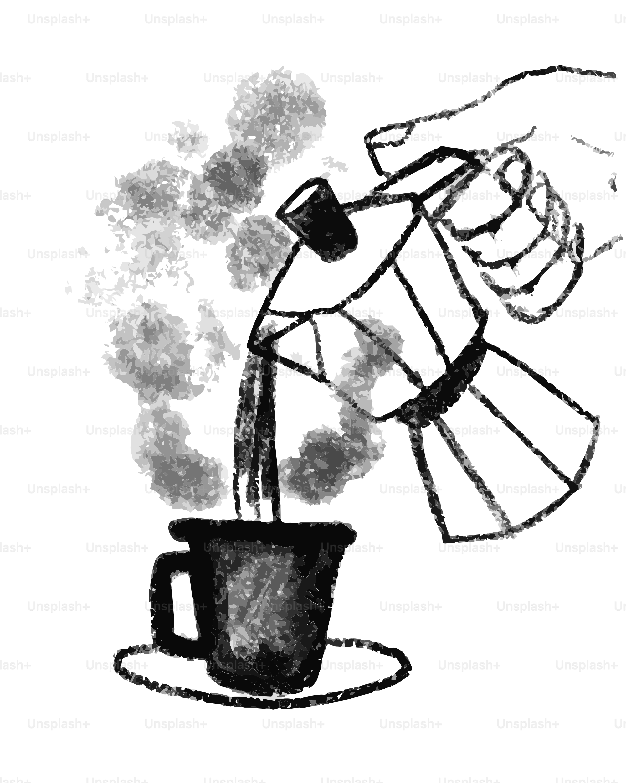 Hand pouring coffee from moka pot into cup