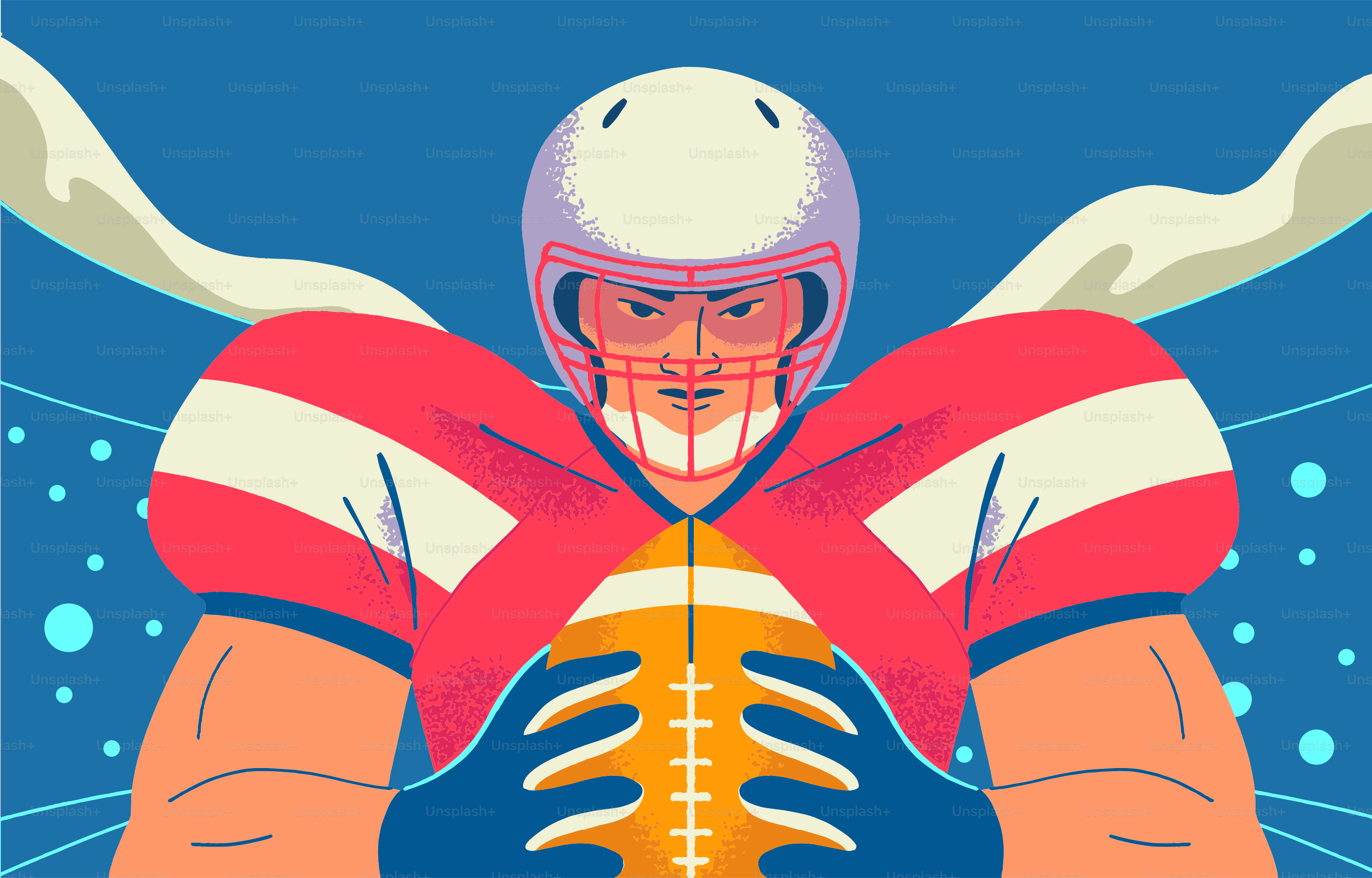 American-Football-Spieler mit einem Ball