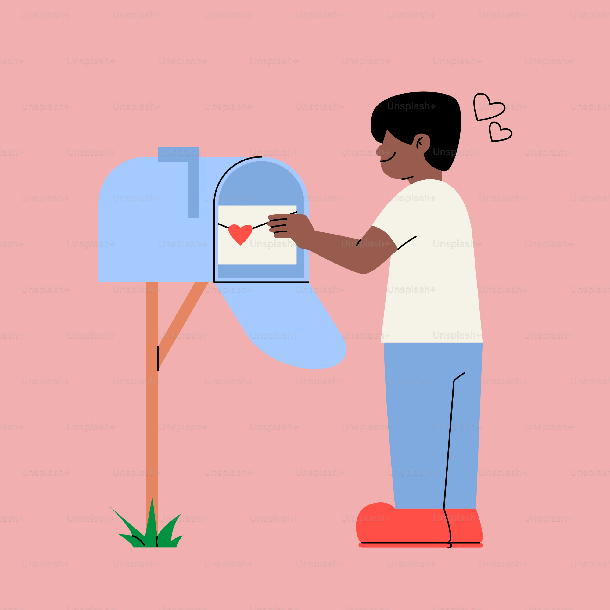 Persona enviando una carta de amor a un buzón.