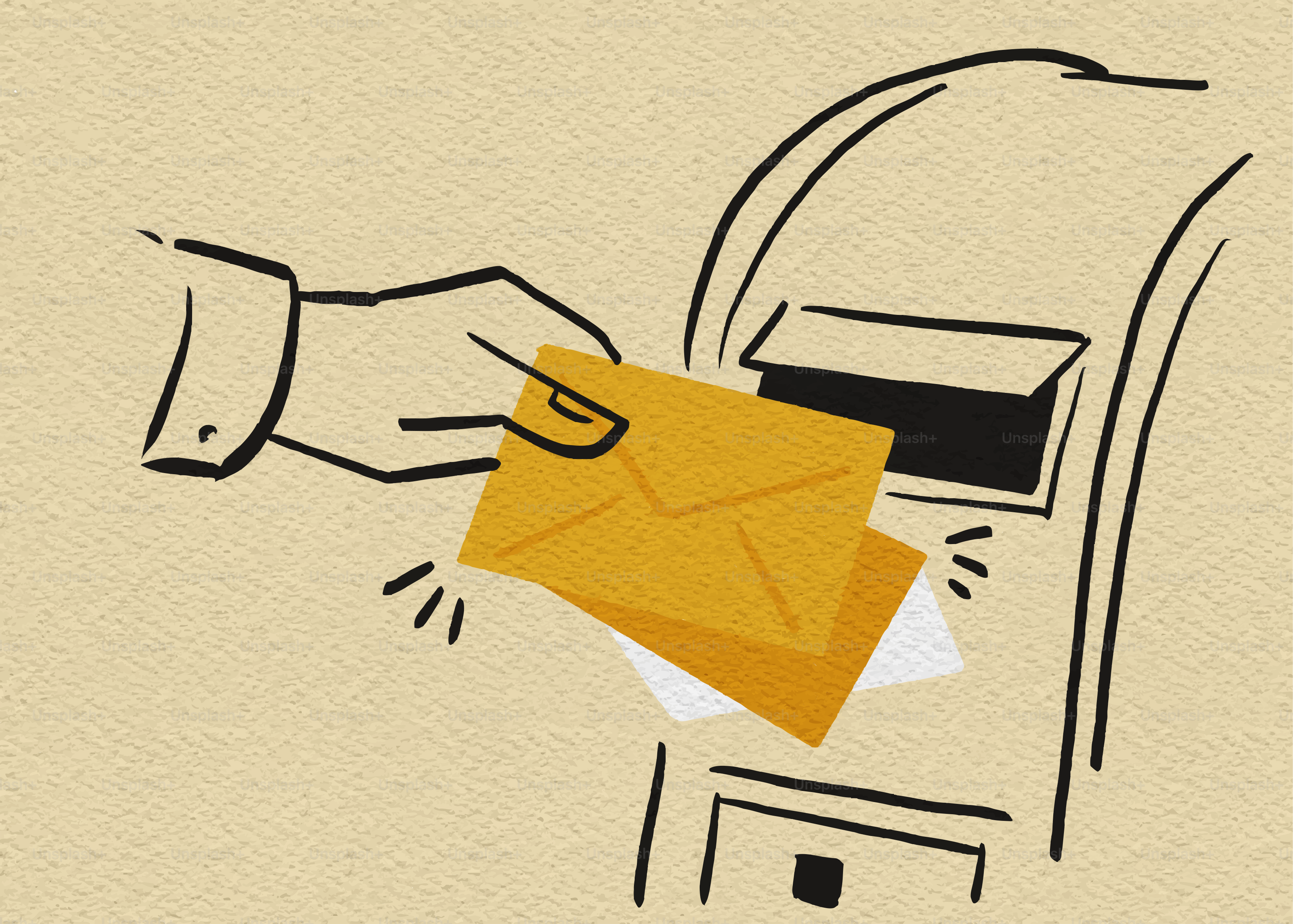 Envoi manuel d’enveloppes dans une boîte aux lettres