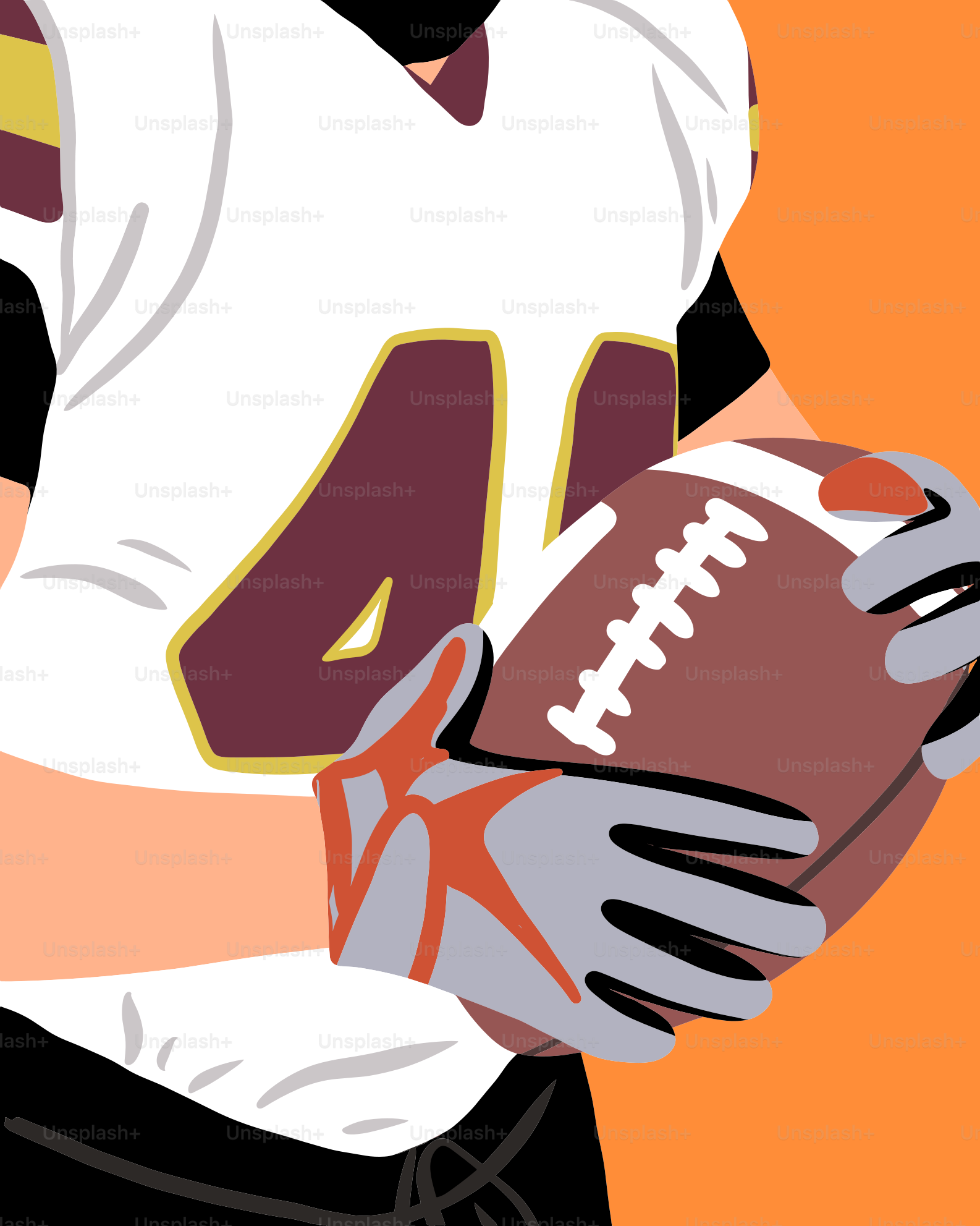 Jugador de fútbol americano con uniforme sosteniendo un balón de fútbol