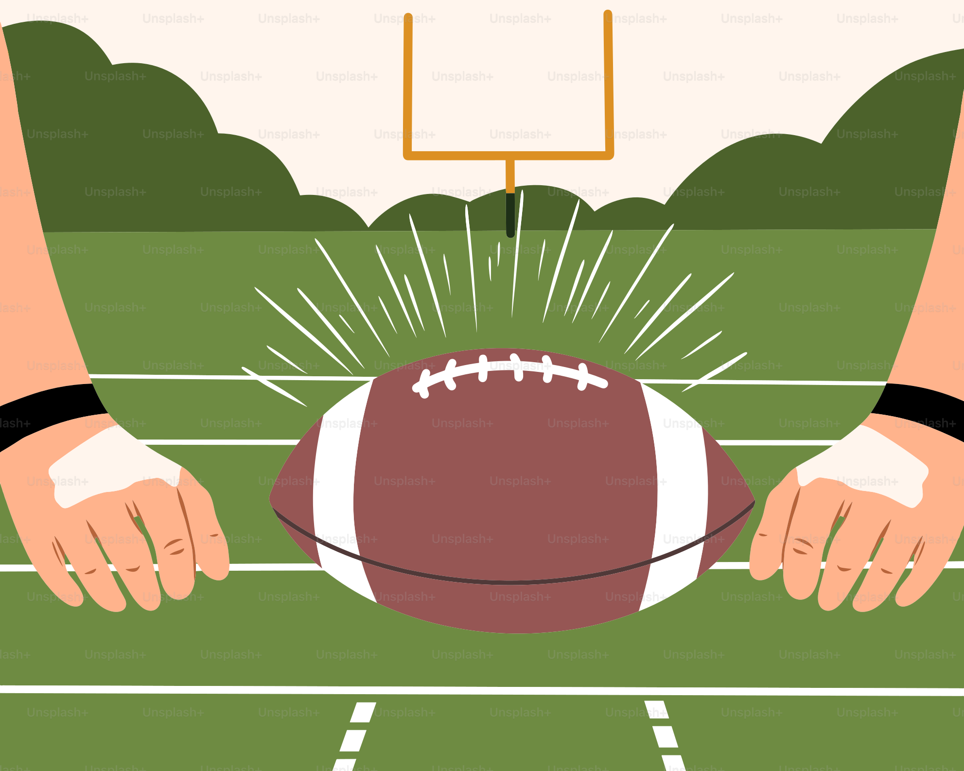 Fútbol americano en un campo con postes de gol