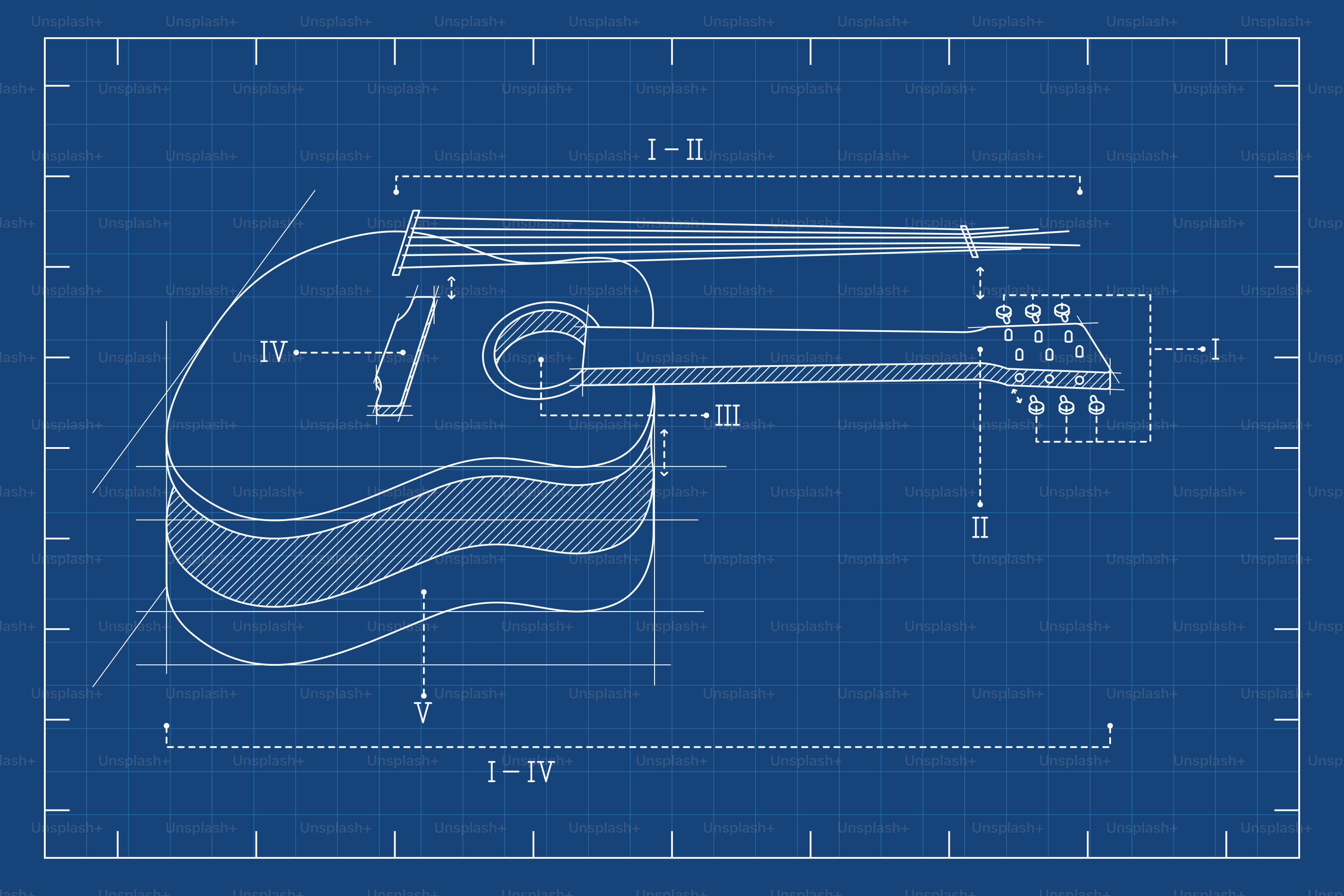 Blueprint of an acoustic guitar with measurements. vector – Music Image ...