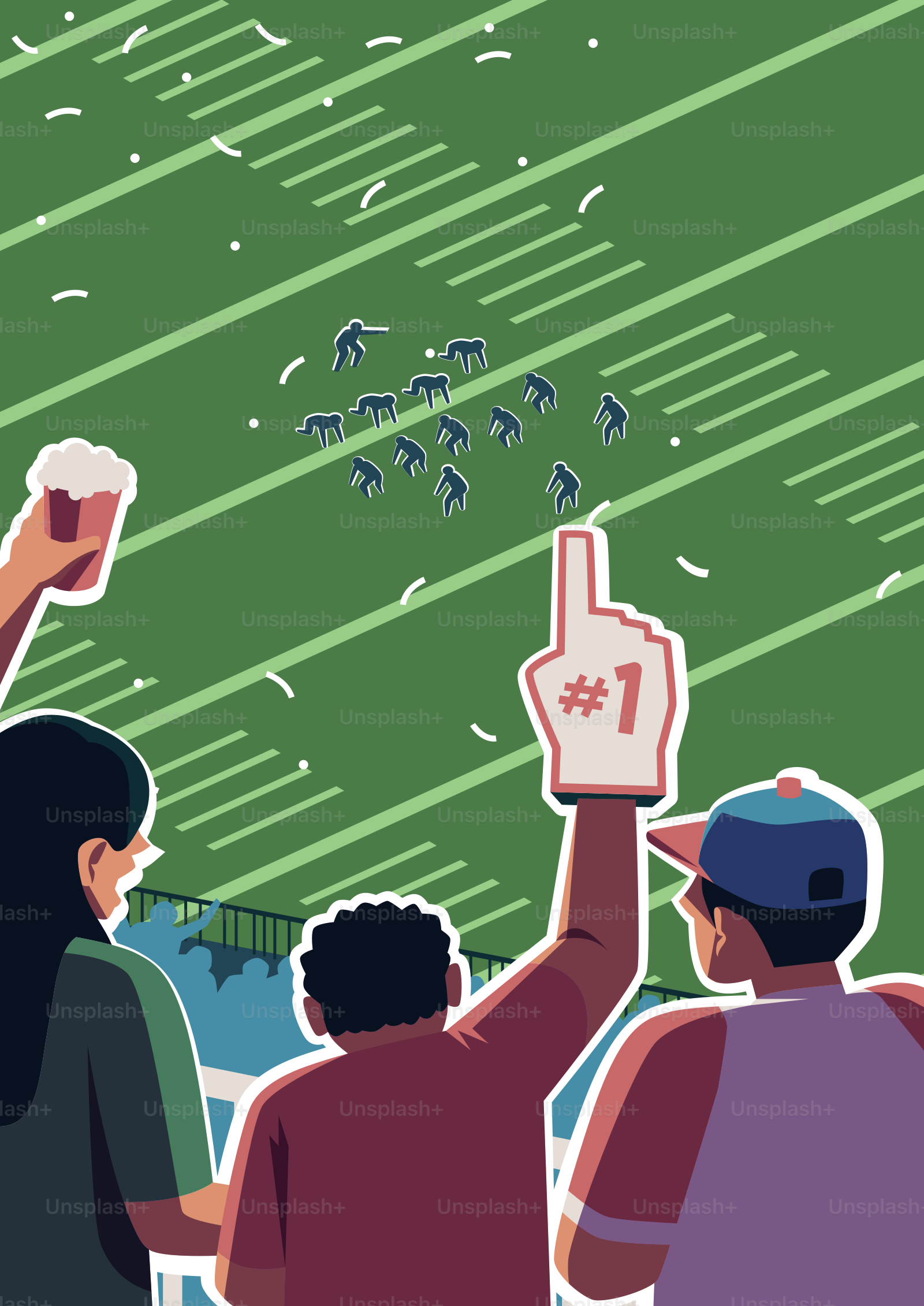 Les supporters acclament un match de football avec des confettis qui tombent.