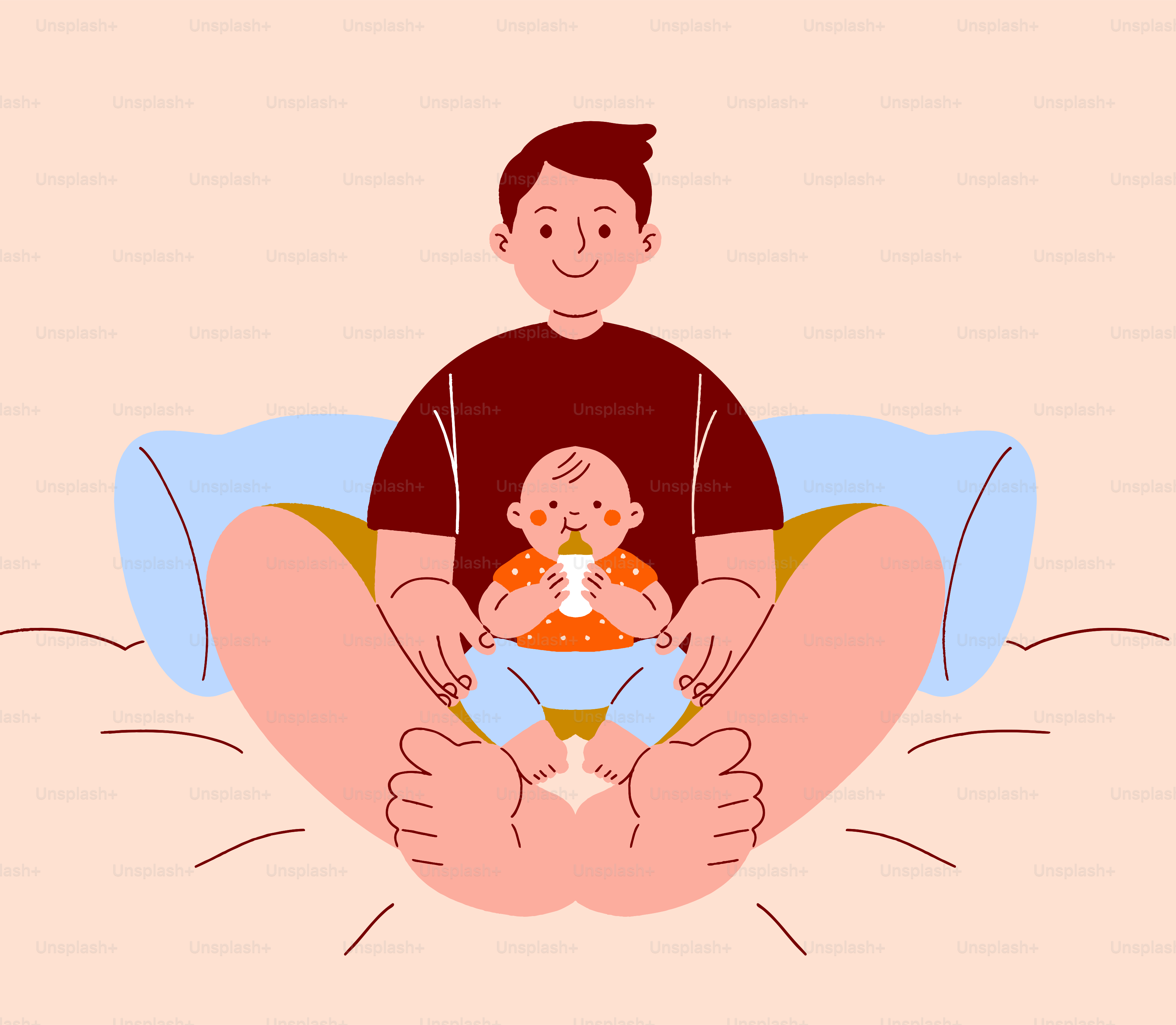 Father holding a baby with a bottle