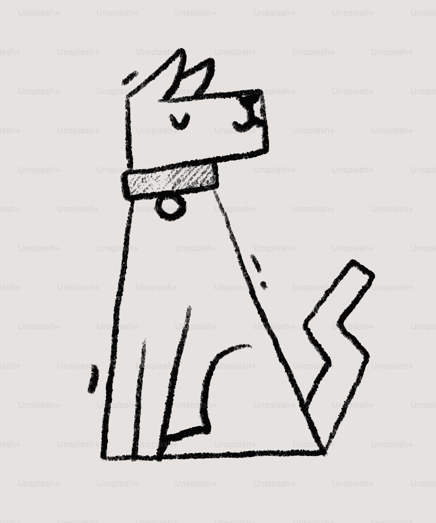 A simple doodle of a dog sitting with eyes closed