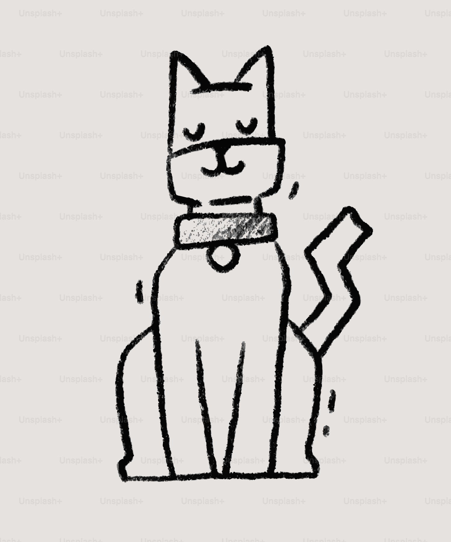 A simple doodle of a cat wearing a collar