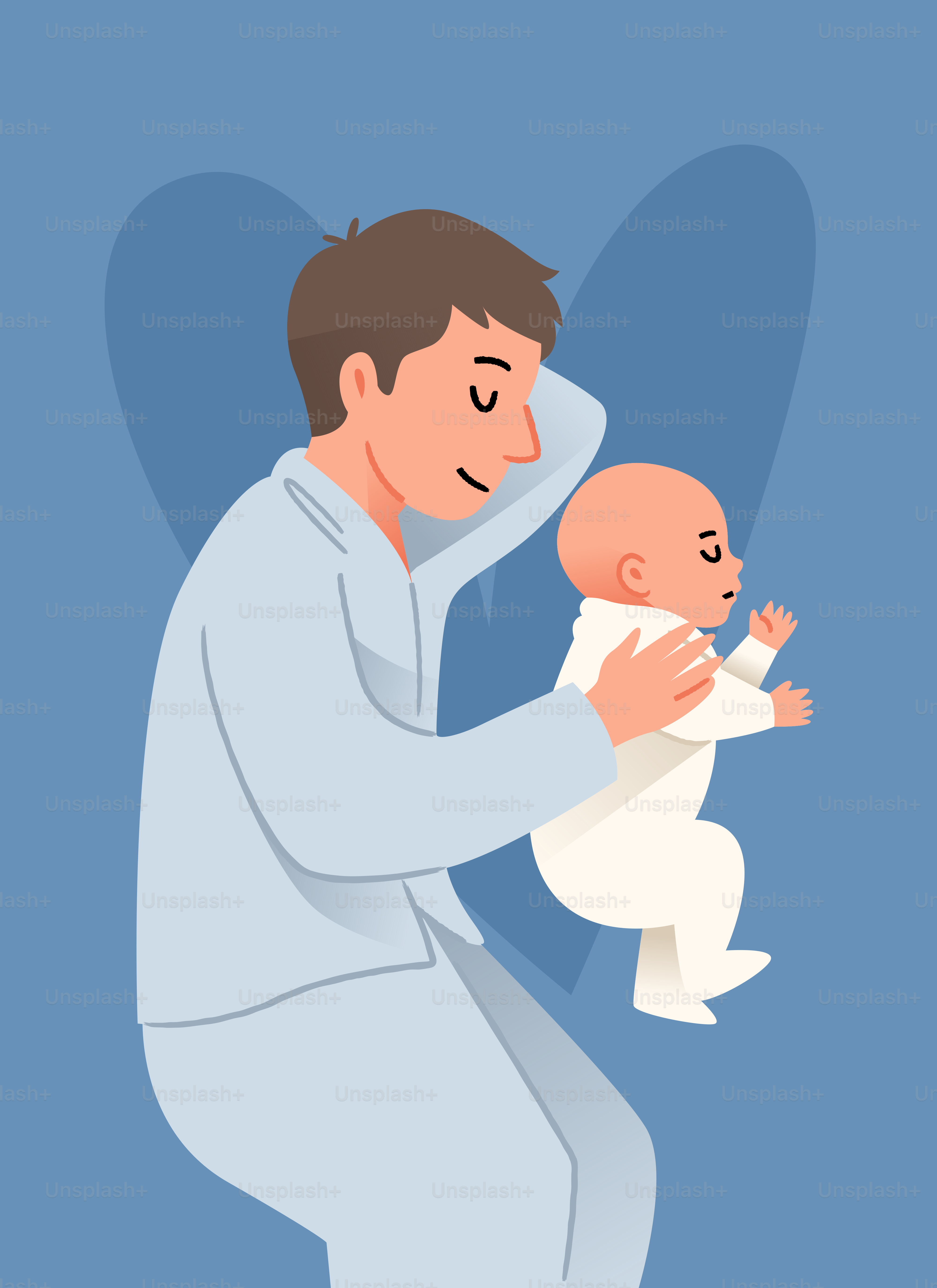 Father and baby sleeping peacefully together