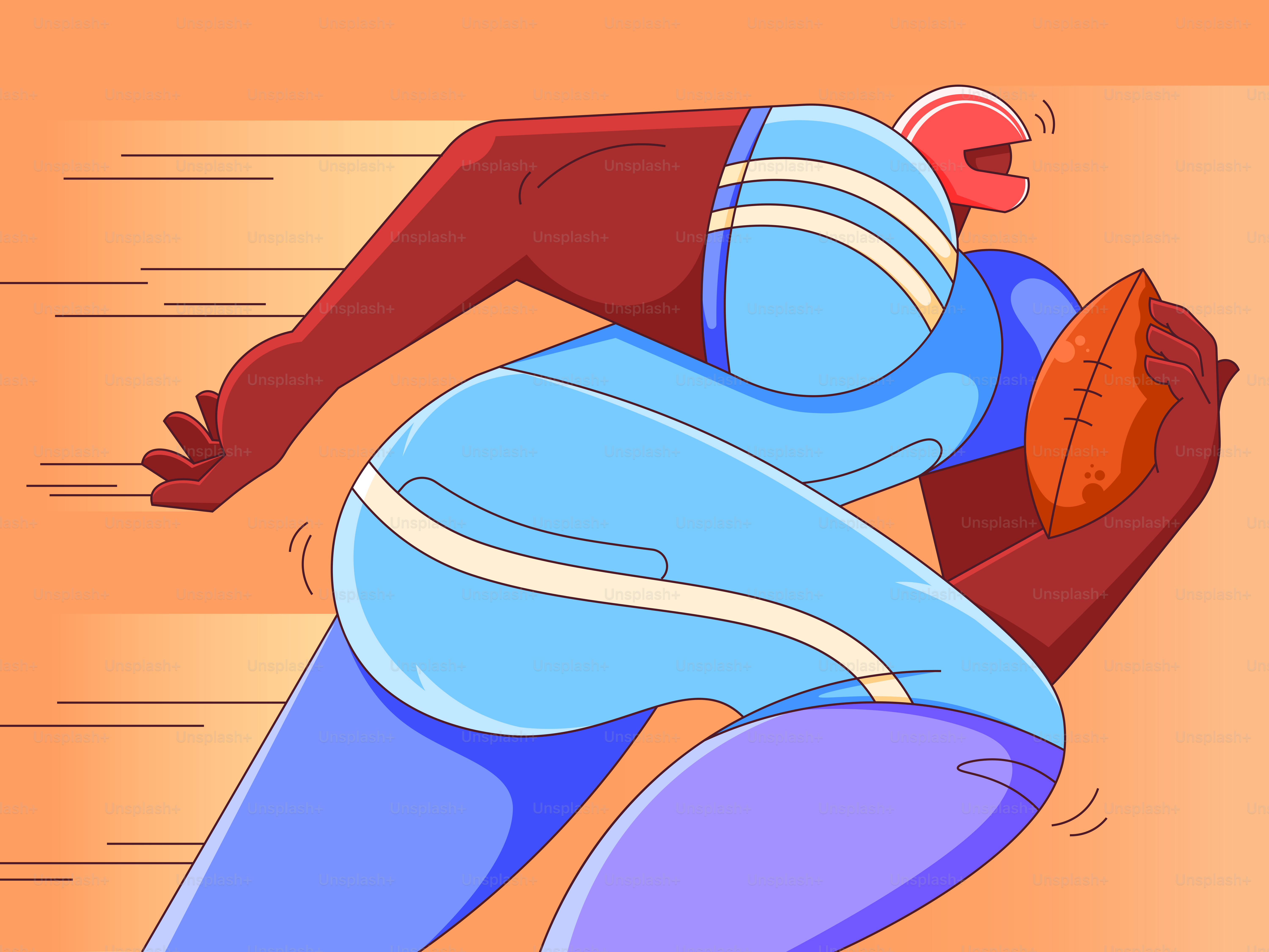 An american football player running with the ball.