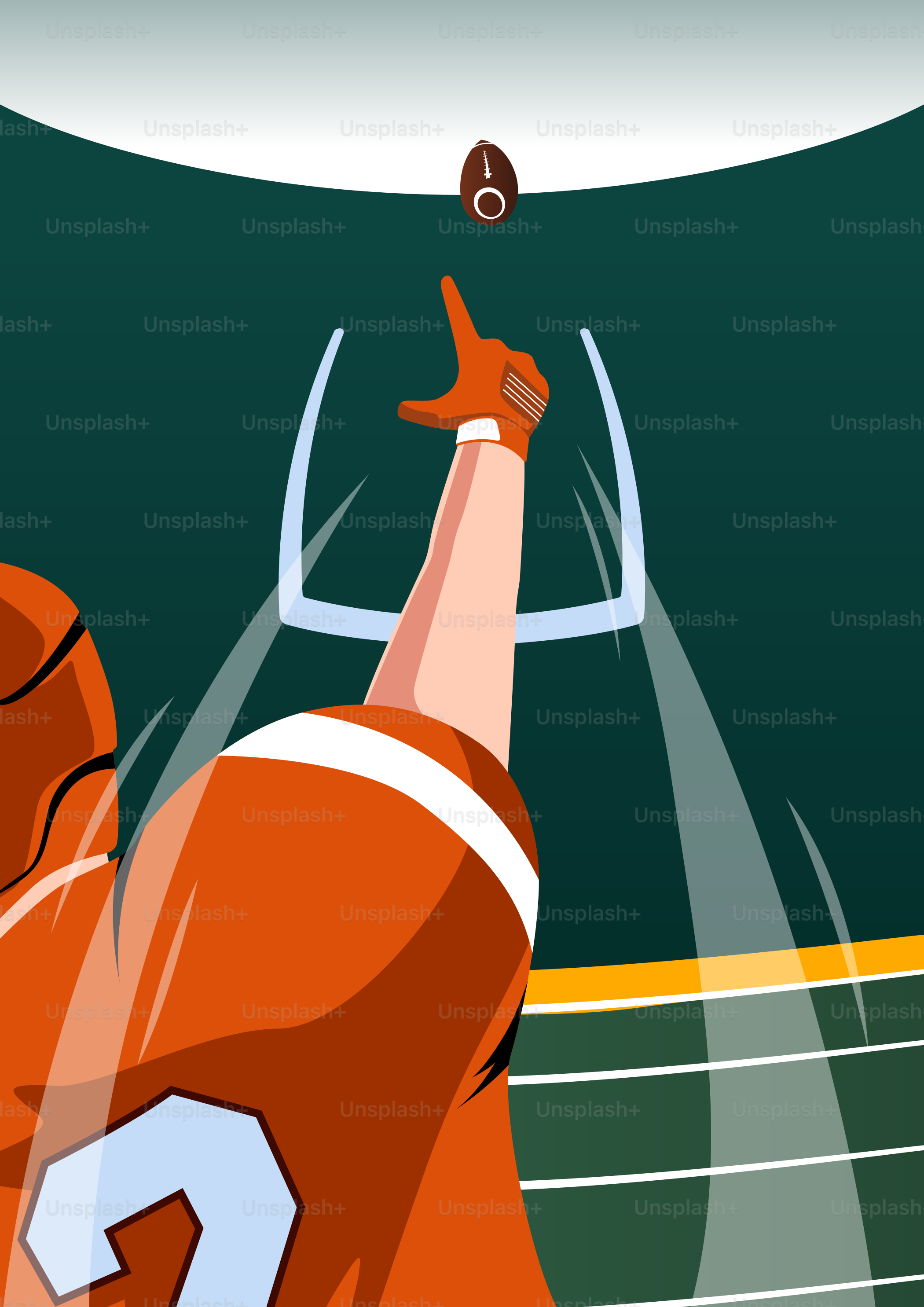 Jugador de fútbol americano intentando atrapar un touchdown cerca de los postes de gol