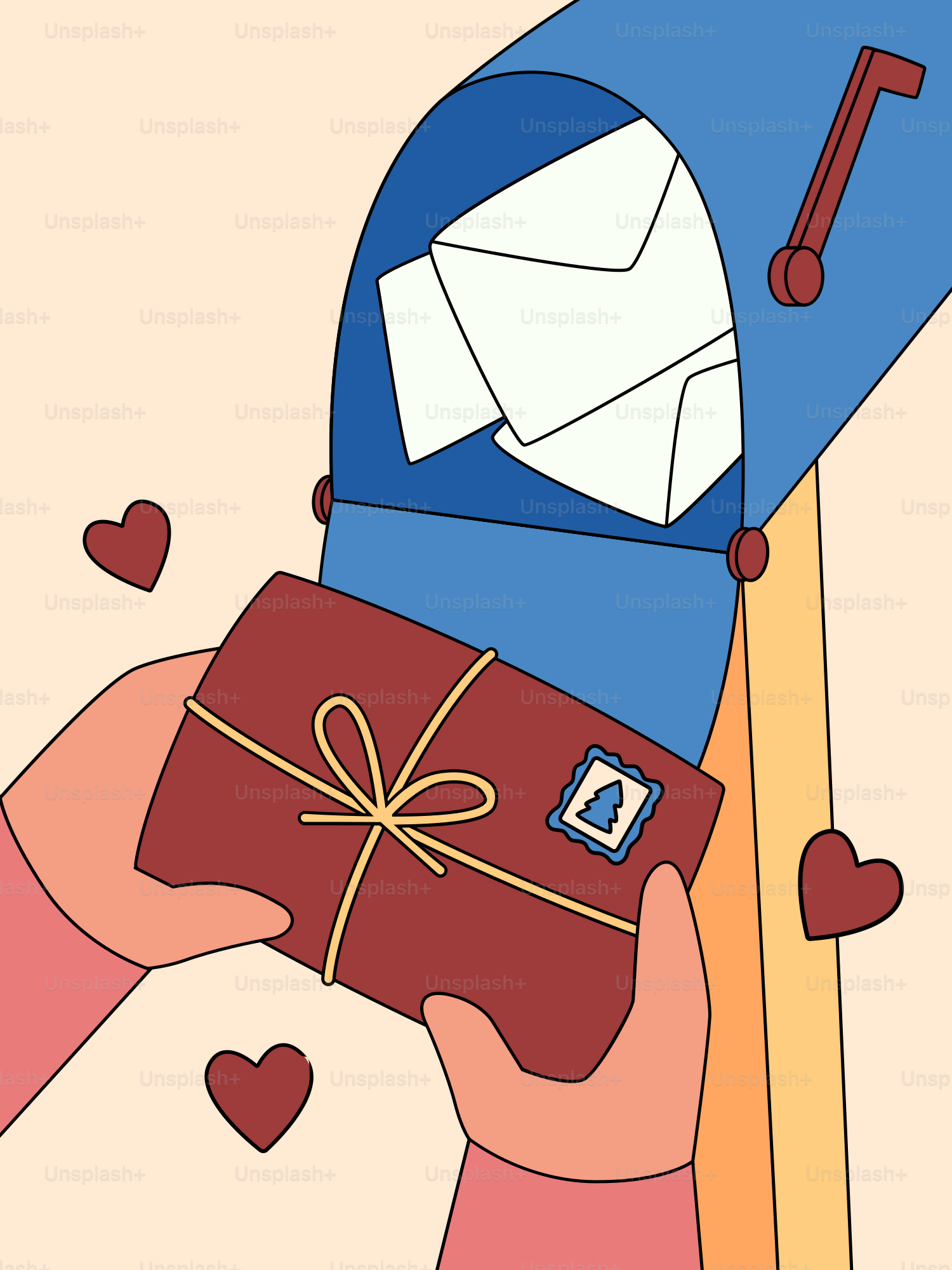 Hands placing a gift into a mailbox