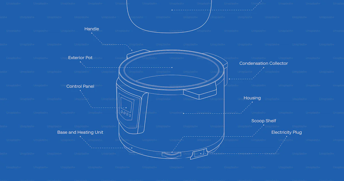 Cooker Exploded Exploded view diagram of a rice cooker vector – Illustration Image on ...