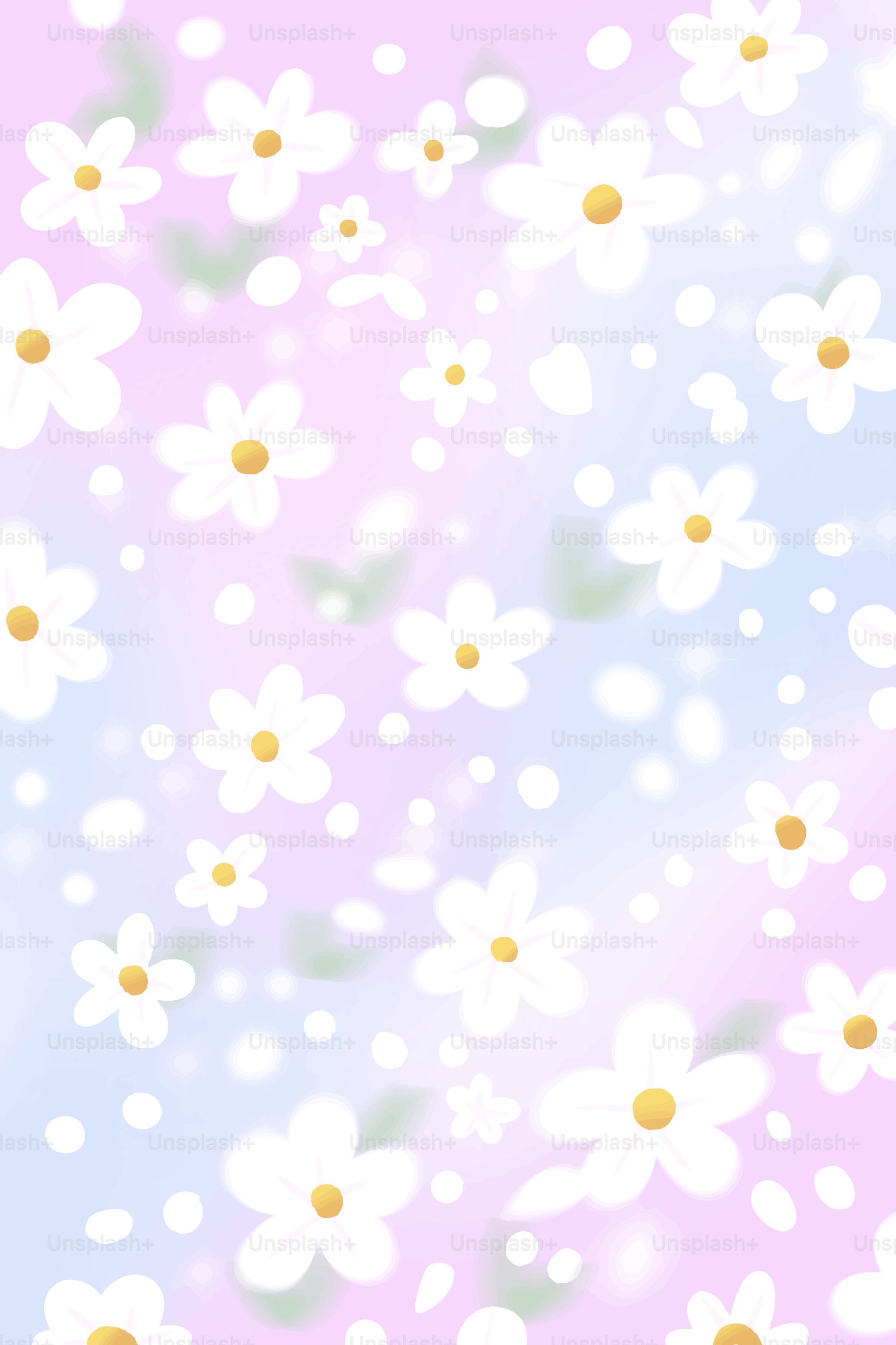 Fiori bianchi con centri gialli su uno sfondo pastello.