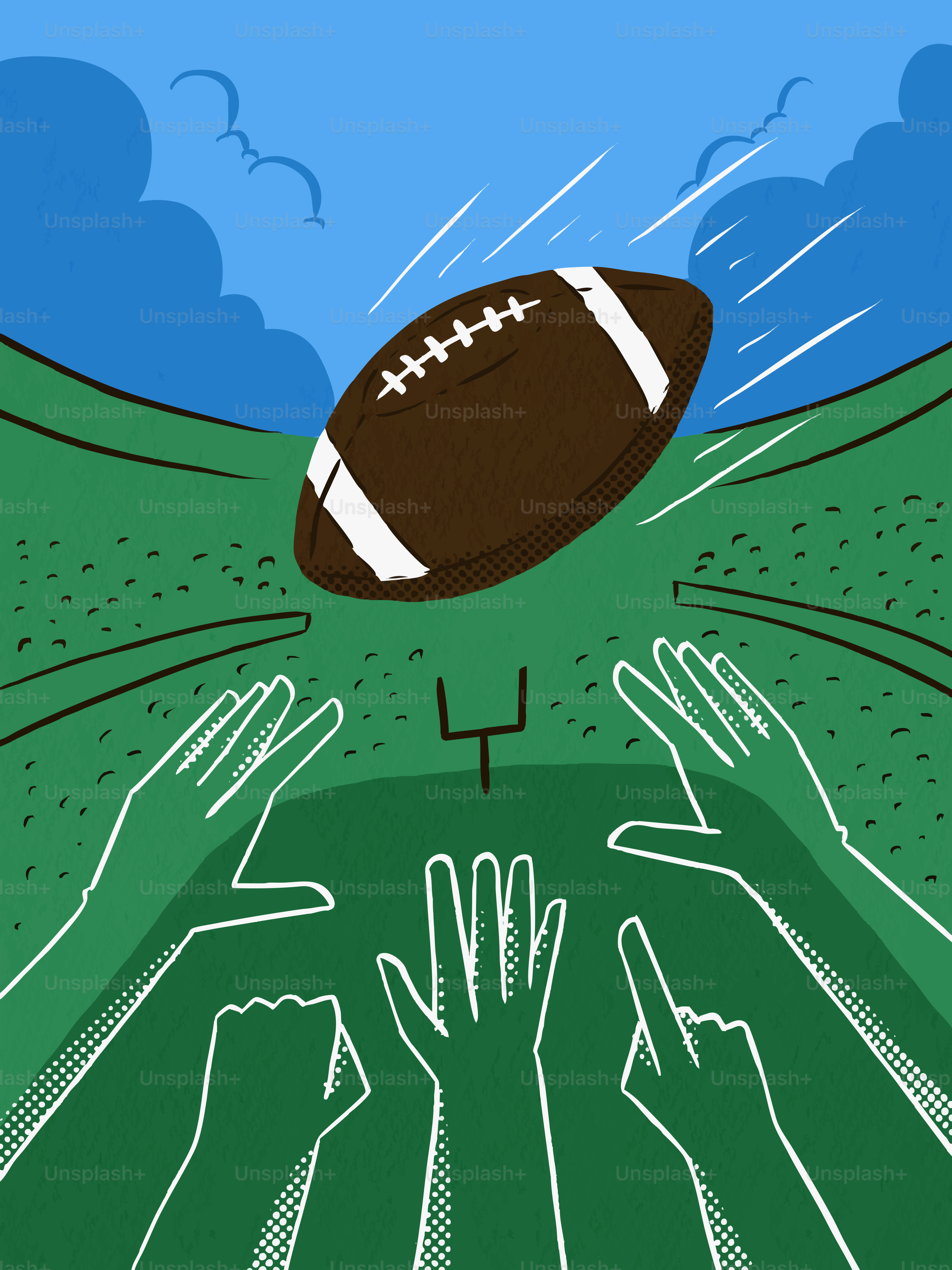 El fútbol se eleva hacia las manos extendidas en el estadio