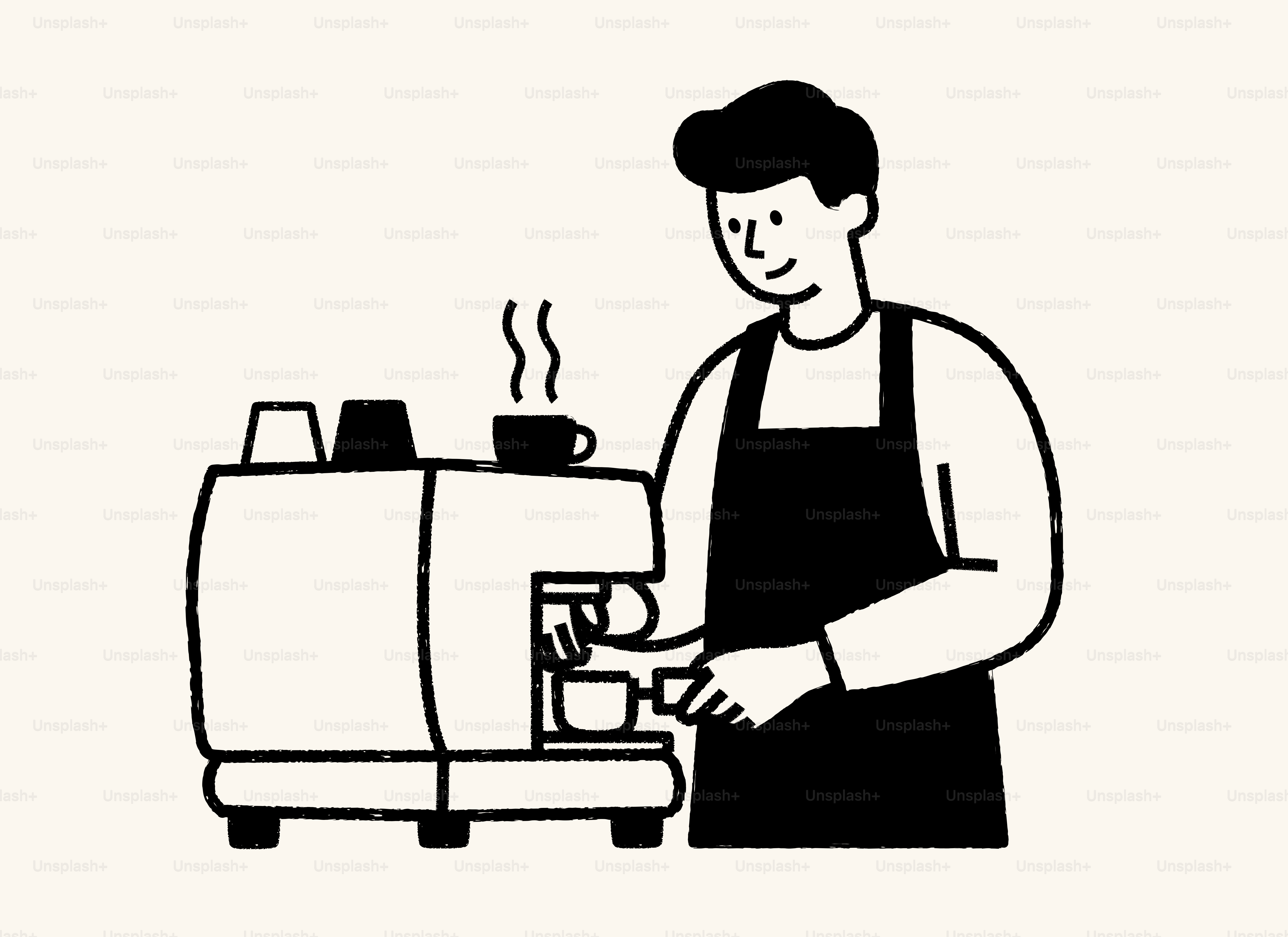 A barista making coffee with an espresso machine.