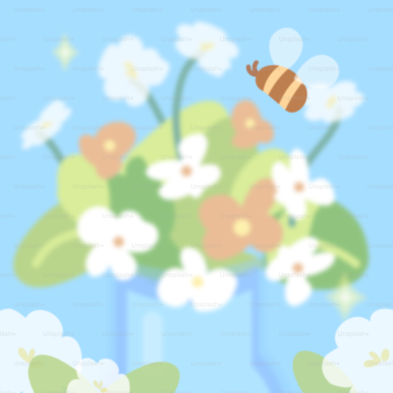 蜂が花瓶の近くを飛んでいる