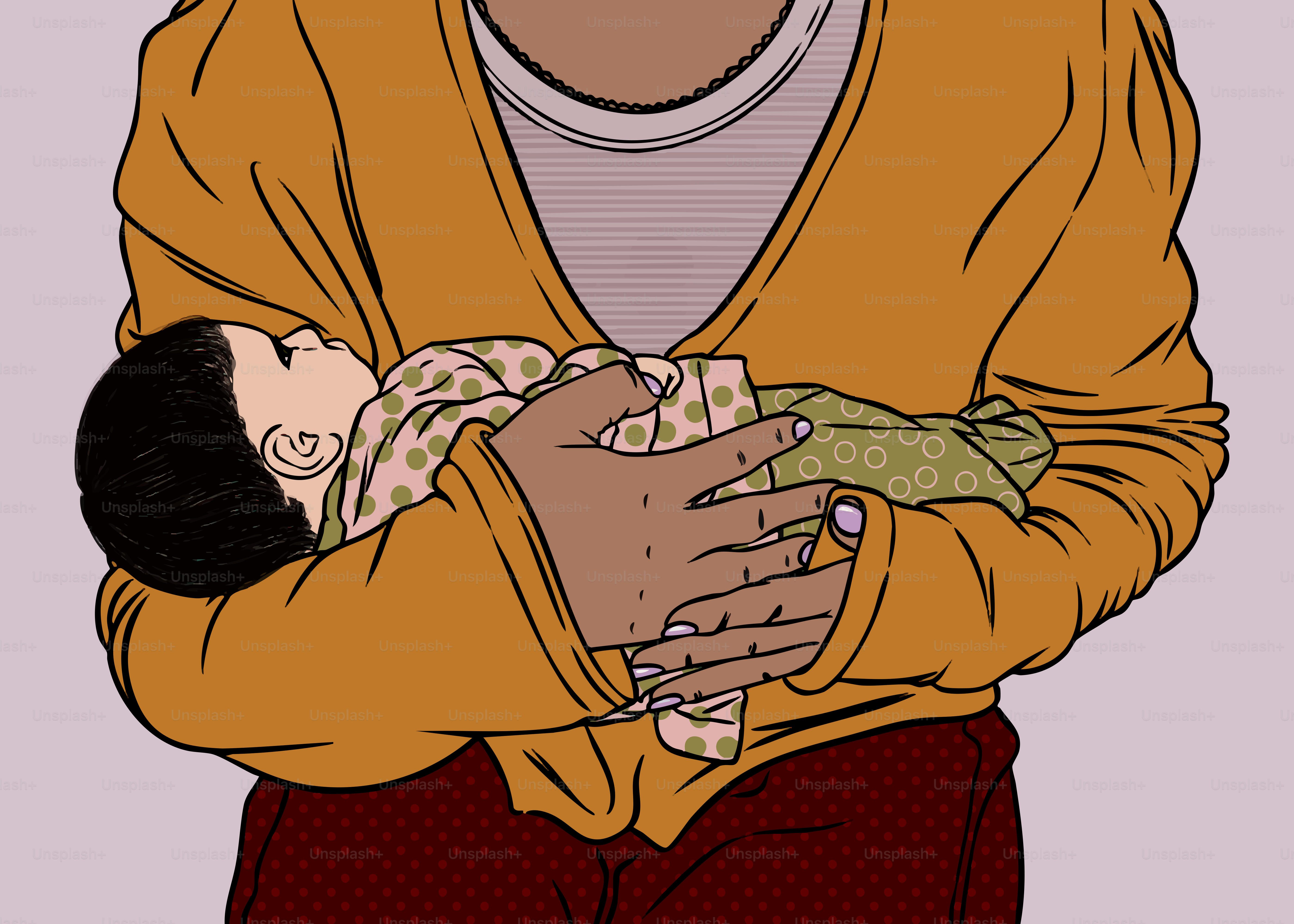 Eine Person hält ein schlafendes Baby in den Armen