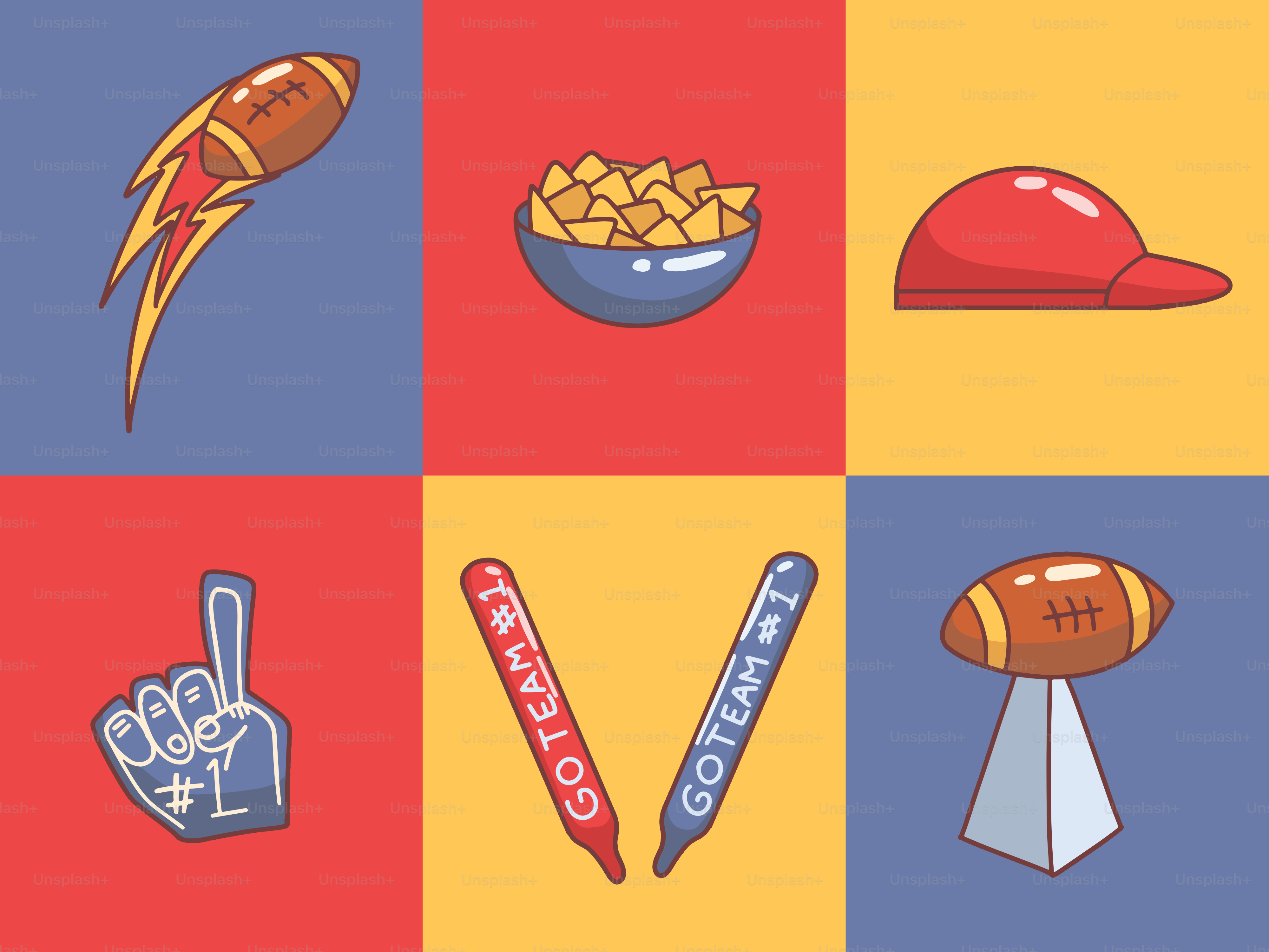 American football game day icons and symbols
