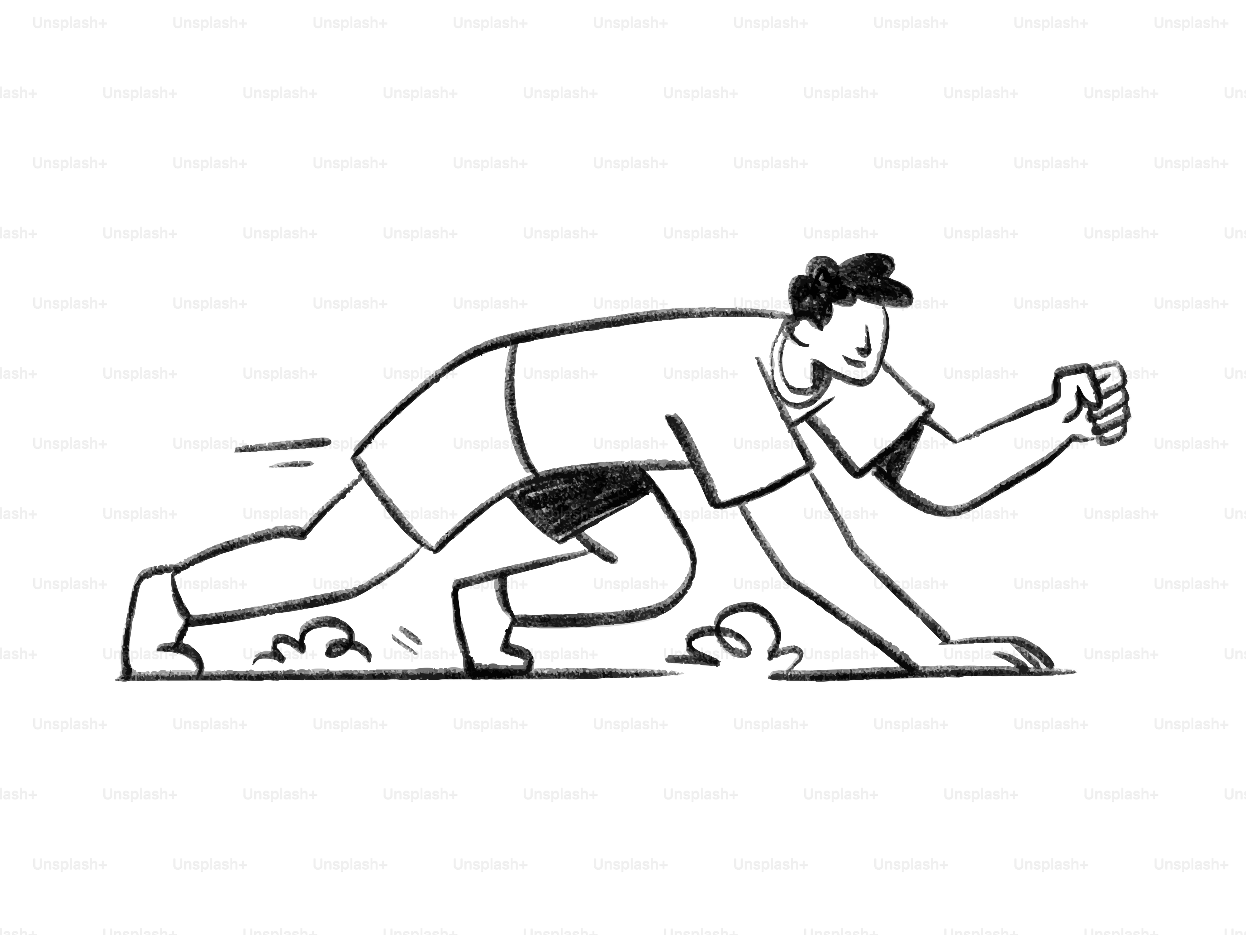 Man crawling on the ground in a dynamic pose.