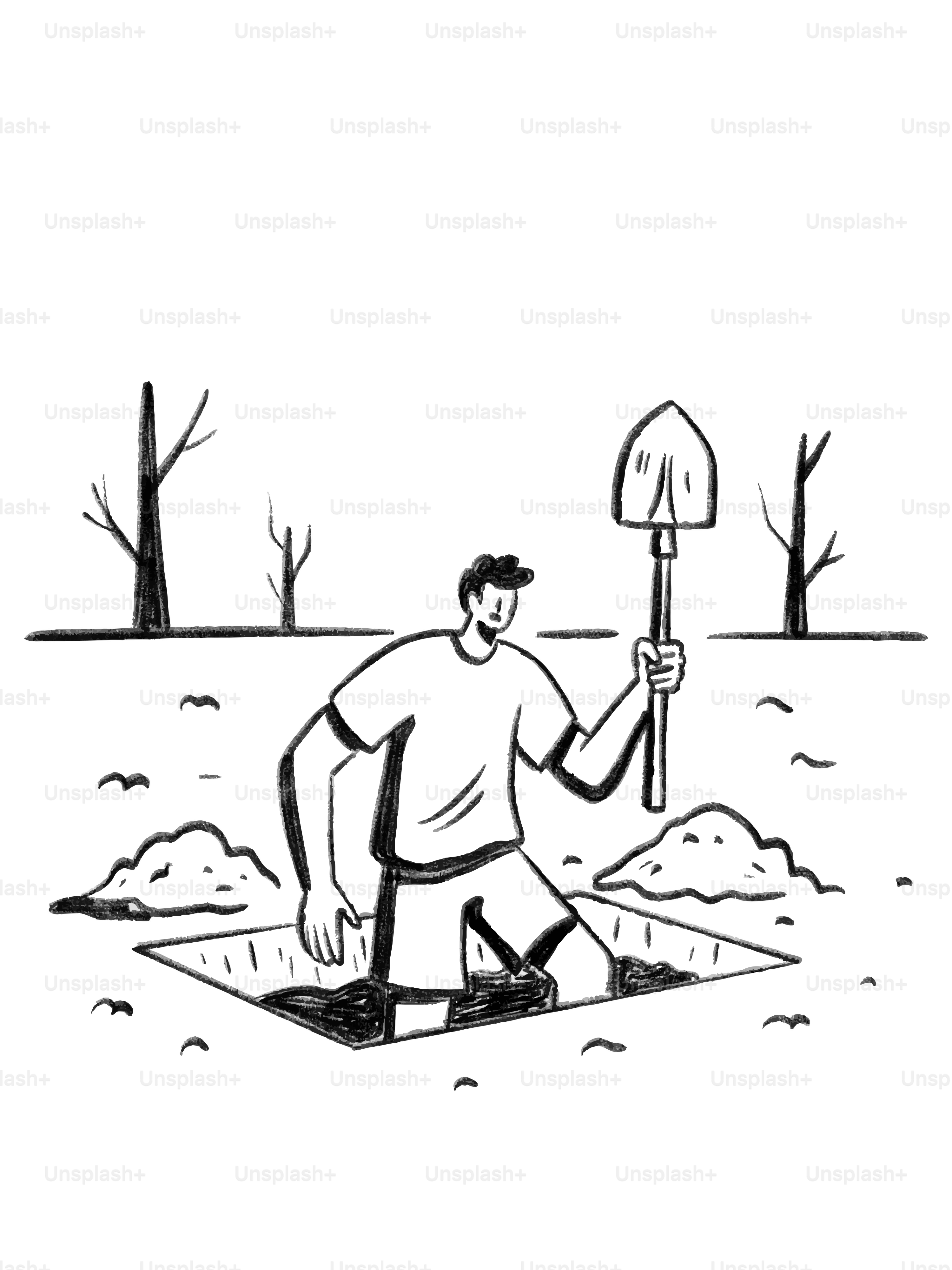 Man digging a hole with a shovel