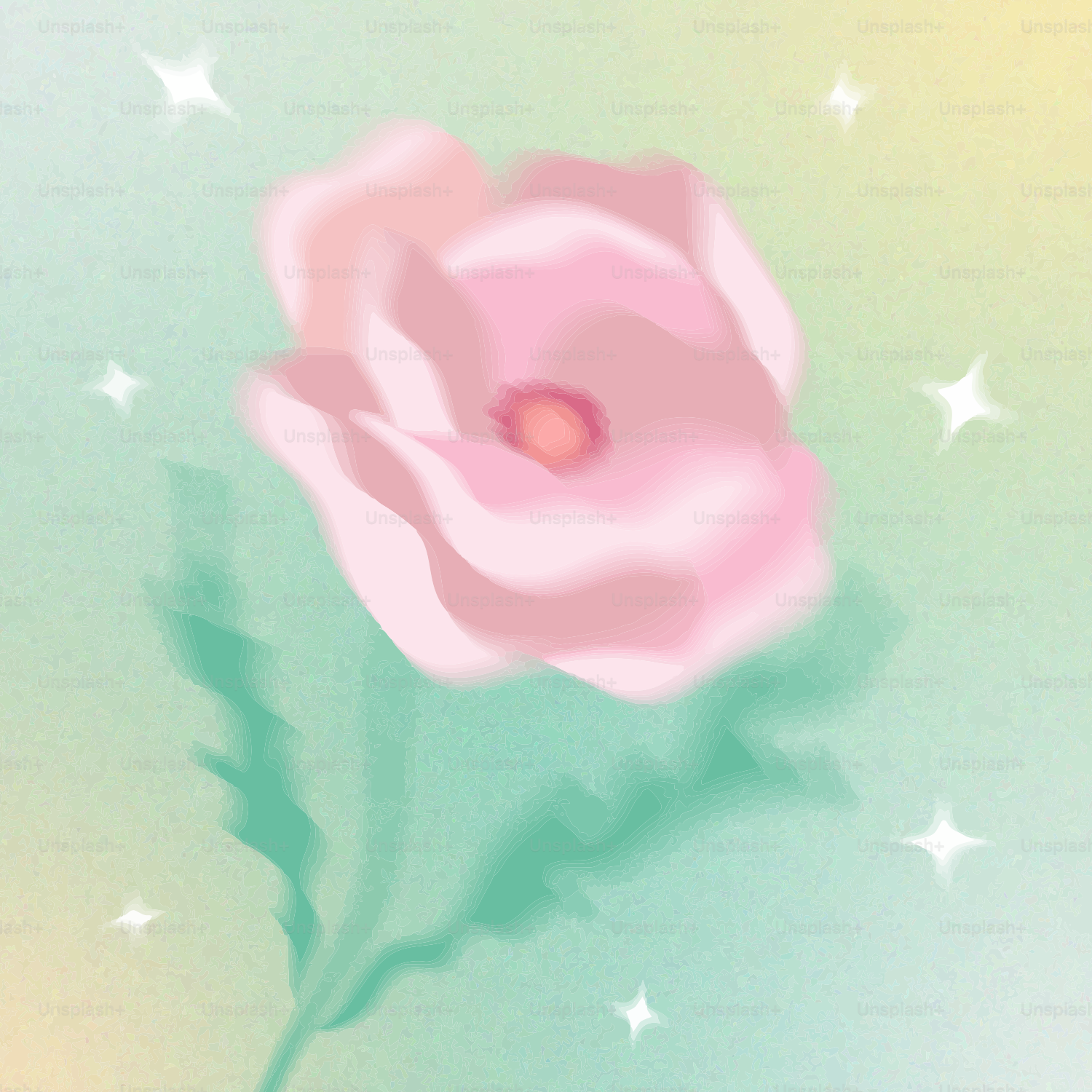 Une fleur rose doux avec un fond en dégradé pastel