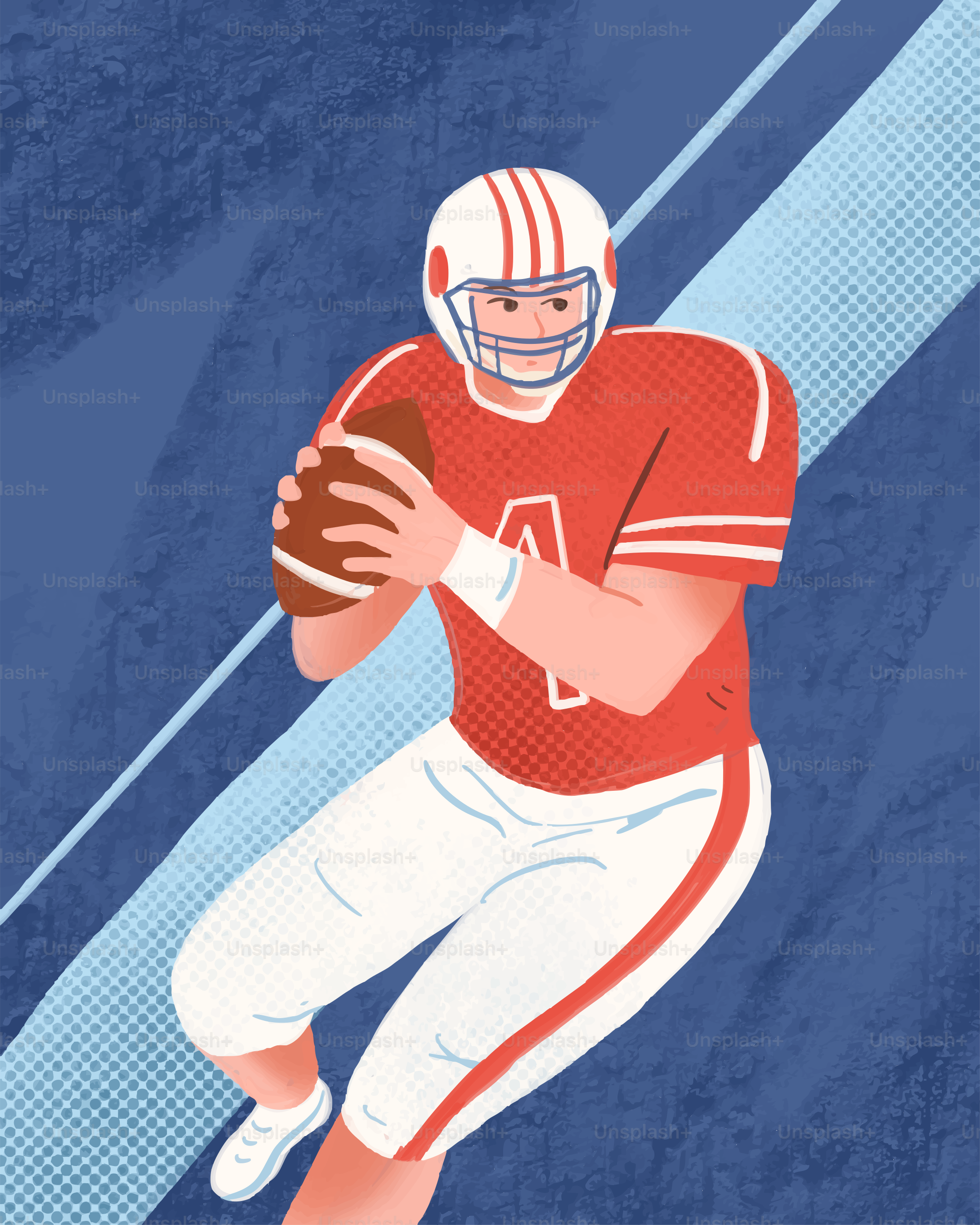 American football player in red uniform throws ball.