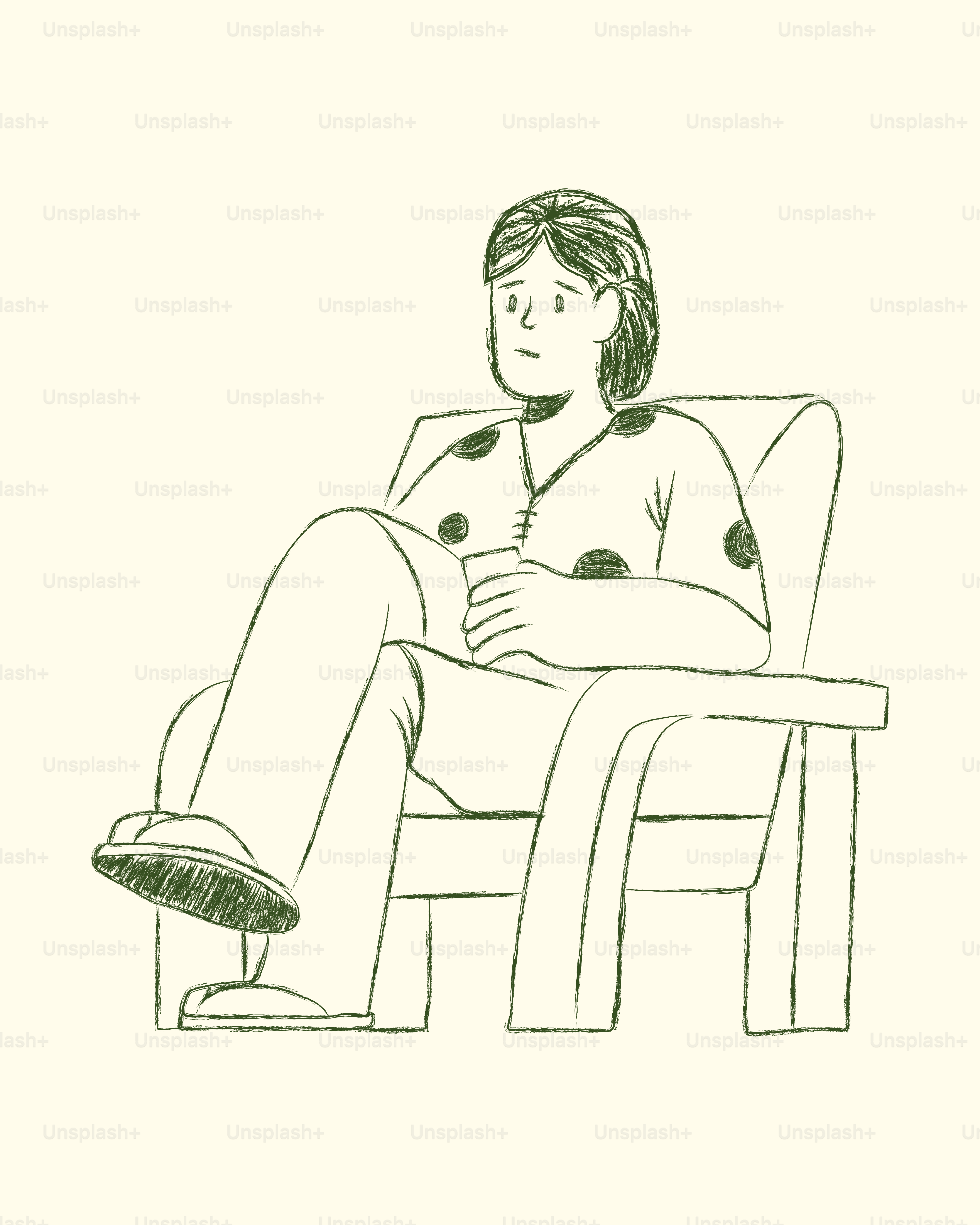Person sitting in a chair reading a book.