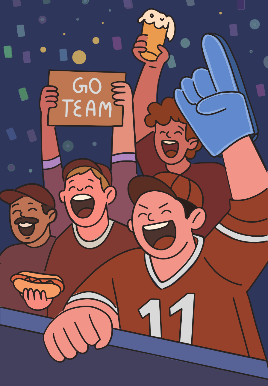 Les fans de sport enthousiastes encouragent leur équipe