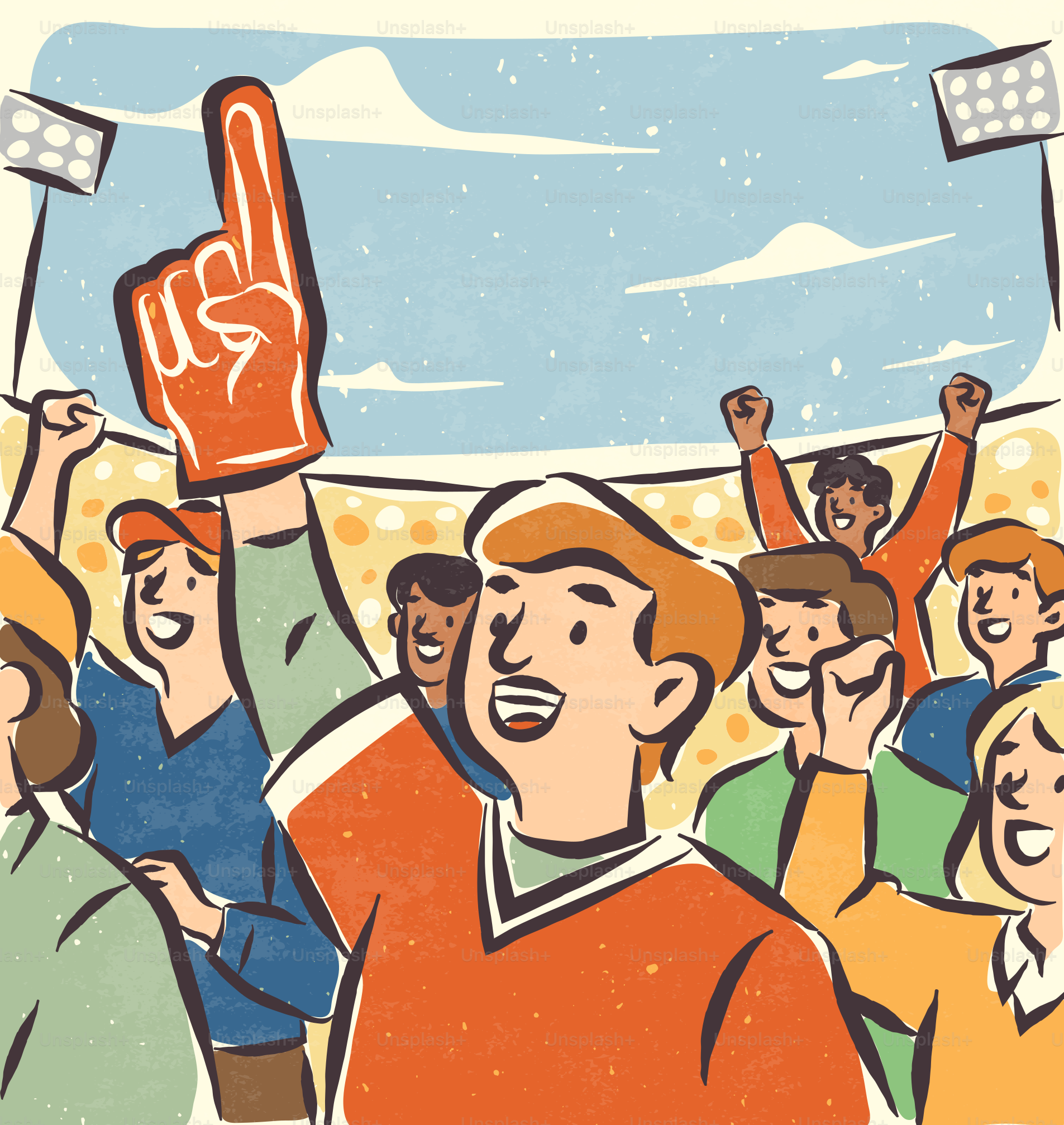 Des fans enthousiastes encourageant lors d’un événement sportif