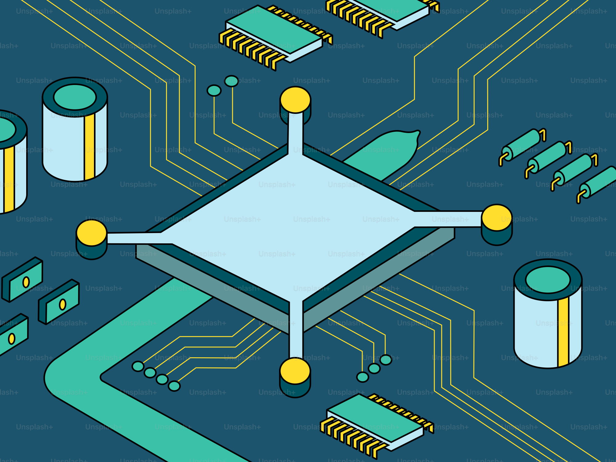 Abstrakte digitale Leiterplatte mit Zentralprozessor