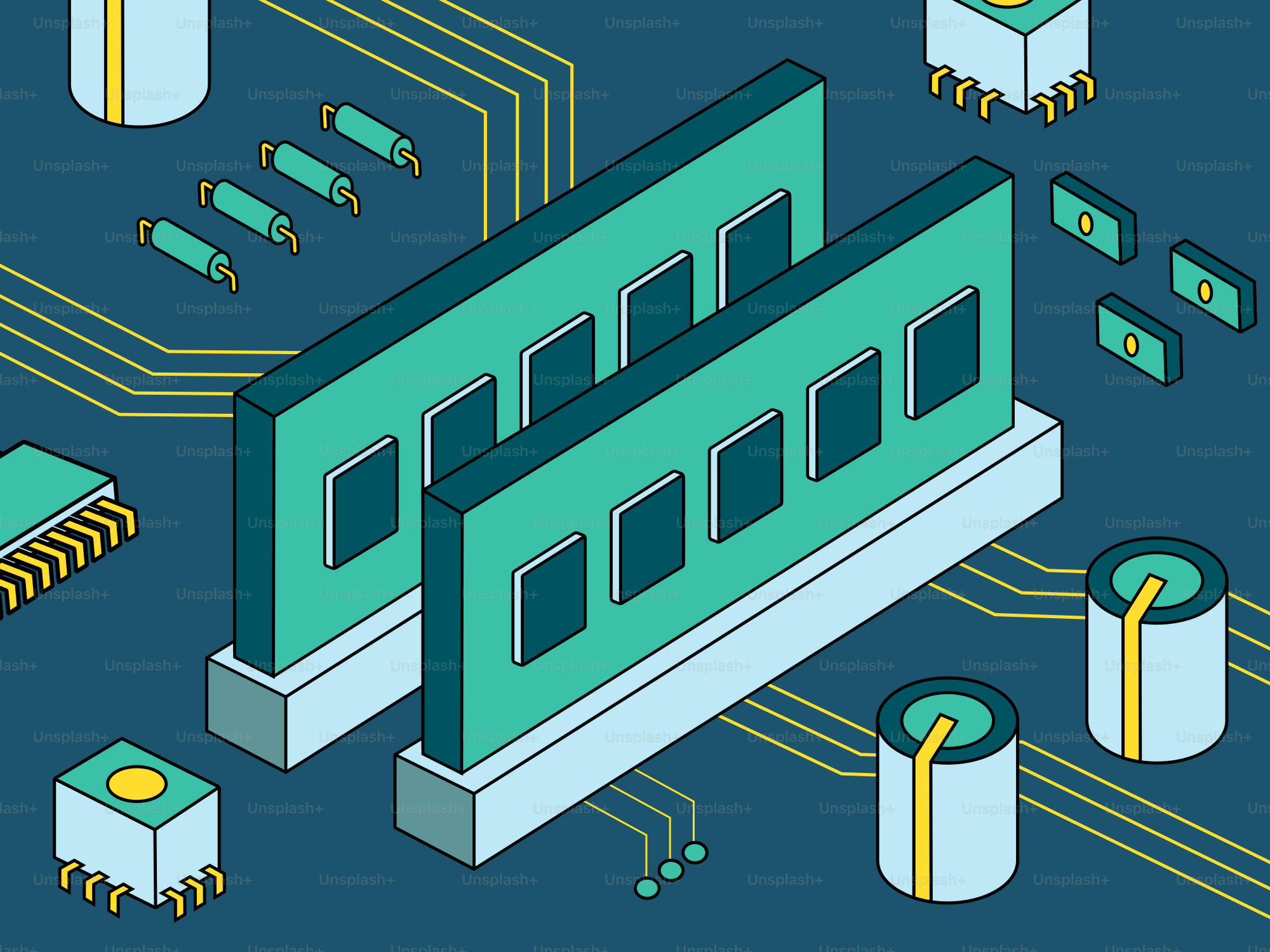 Computerhardwarekomponenten auf einer Leiterplatte