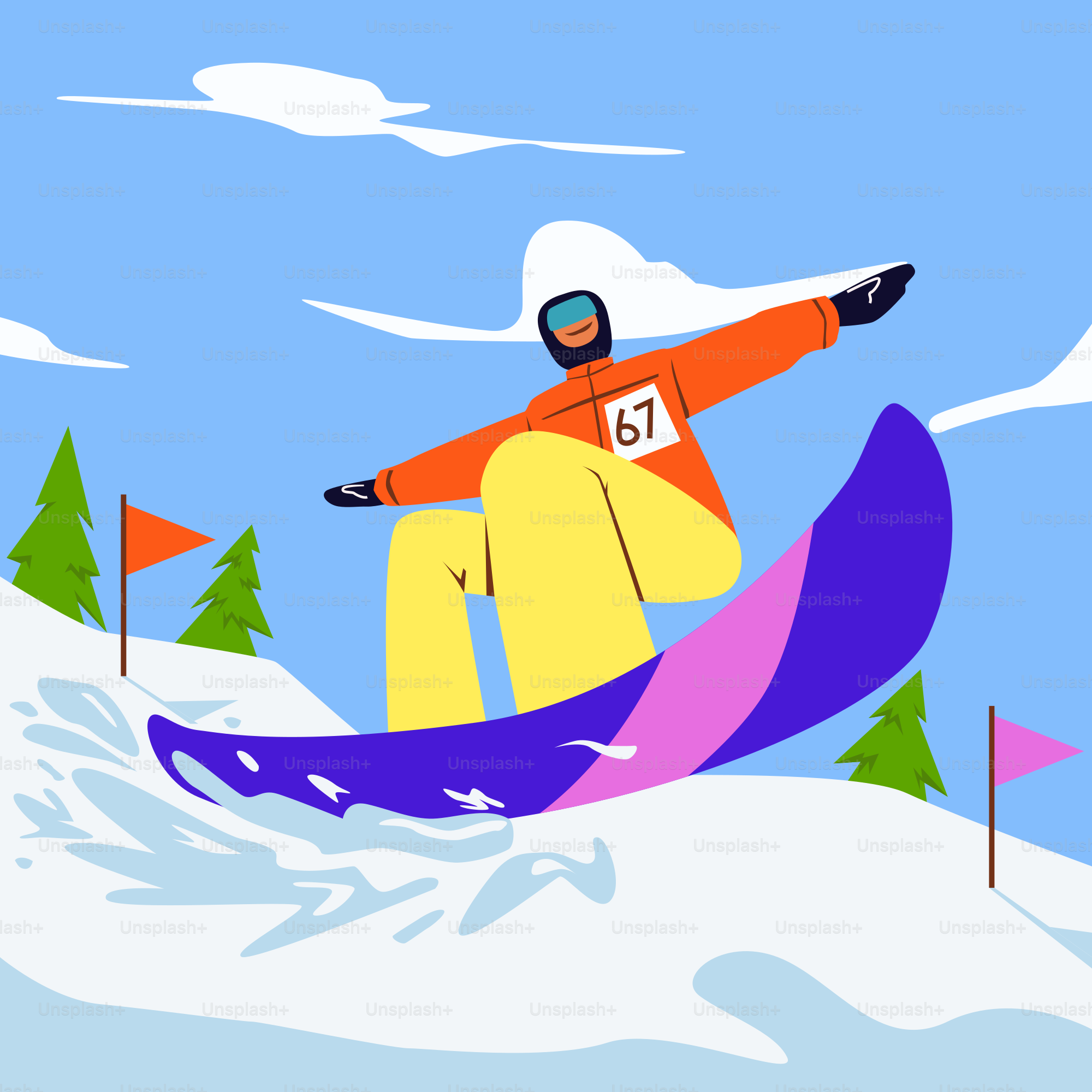 Un snowboarder en el aire en una pendiente nevada